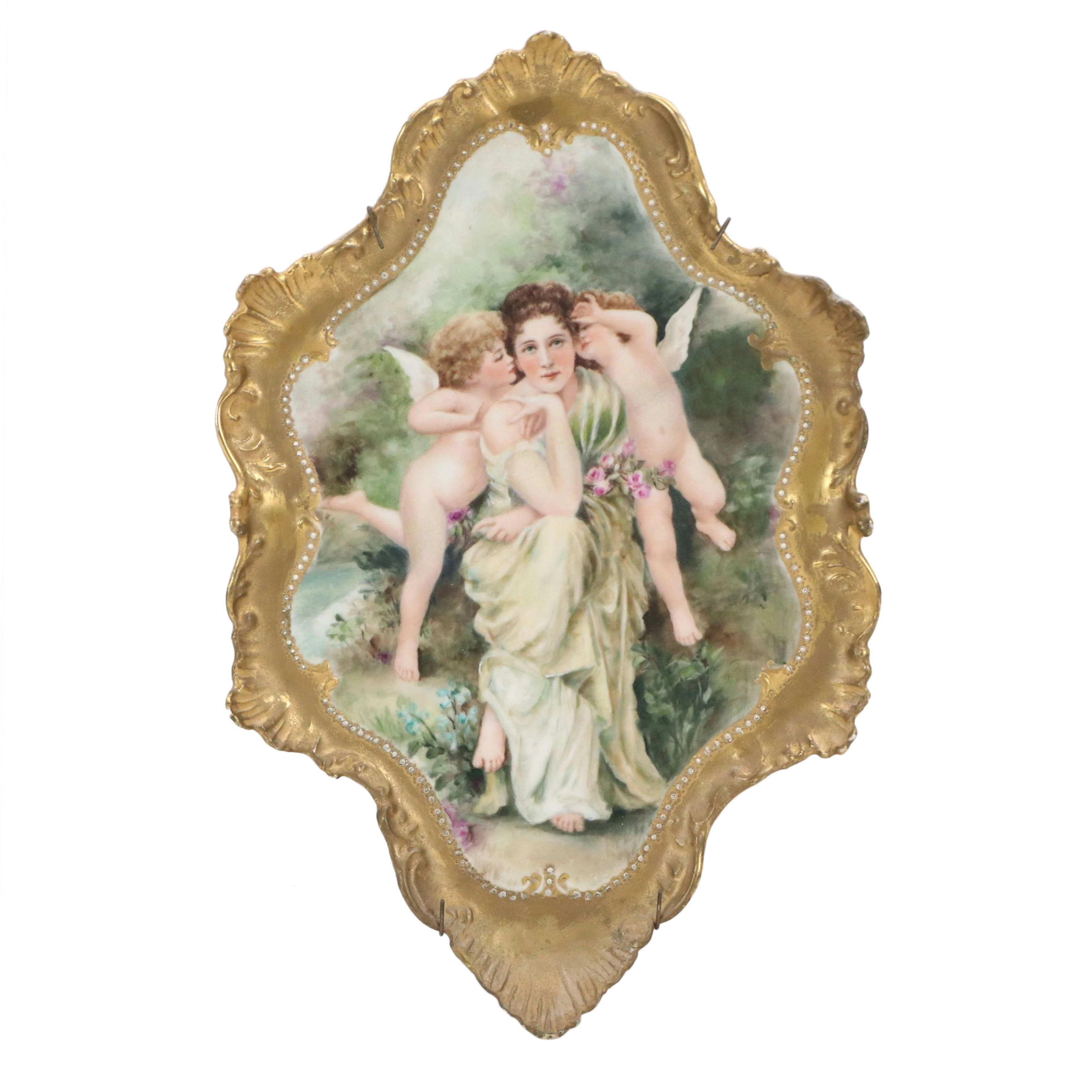 After William-Adolphe Bouguereau French Hand-Painted Porcelain Plaque, 1897