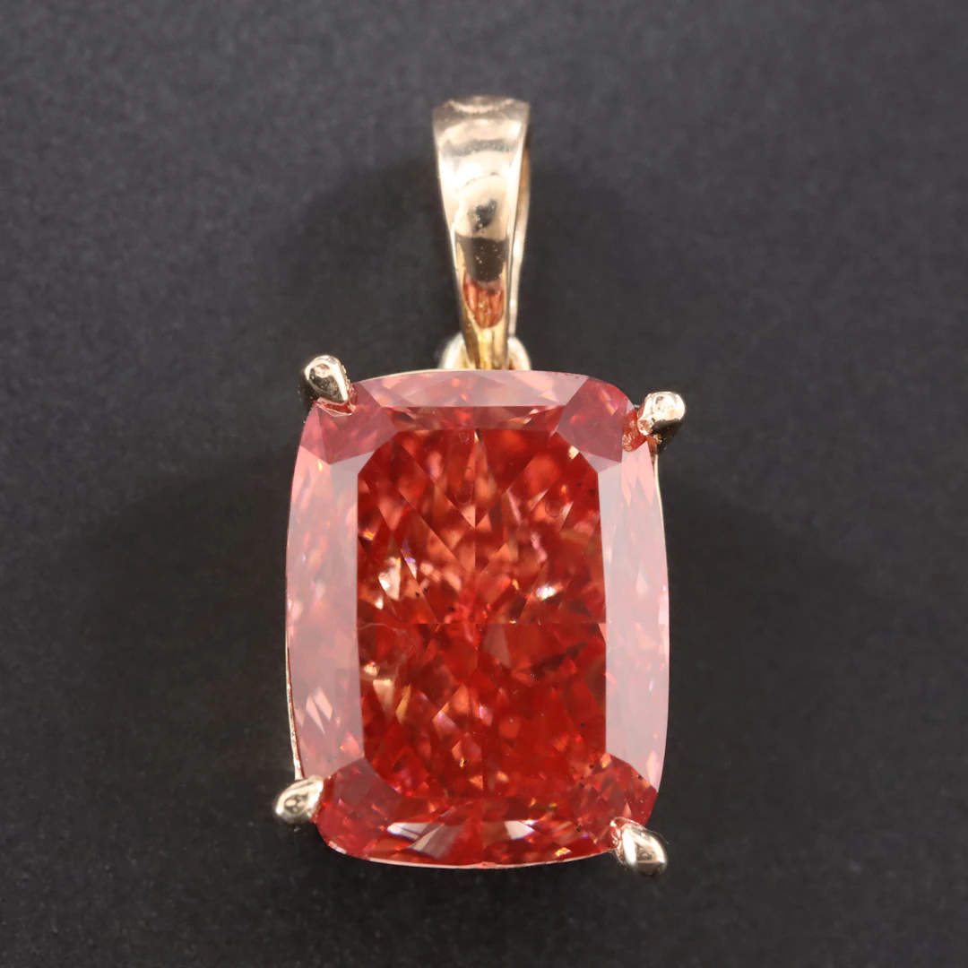 14K 6.72 CT Fancy Pink Lab Grown Diamond Solitaire Pendant