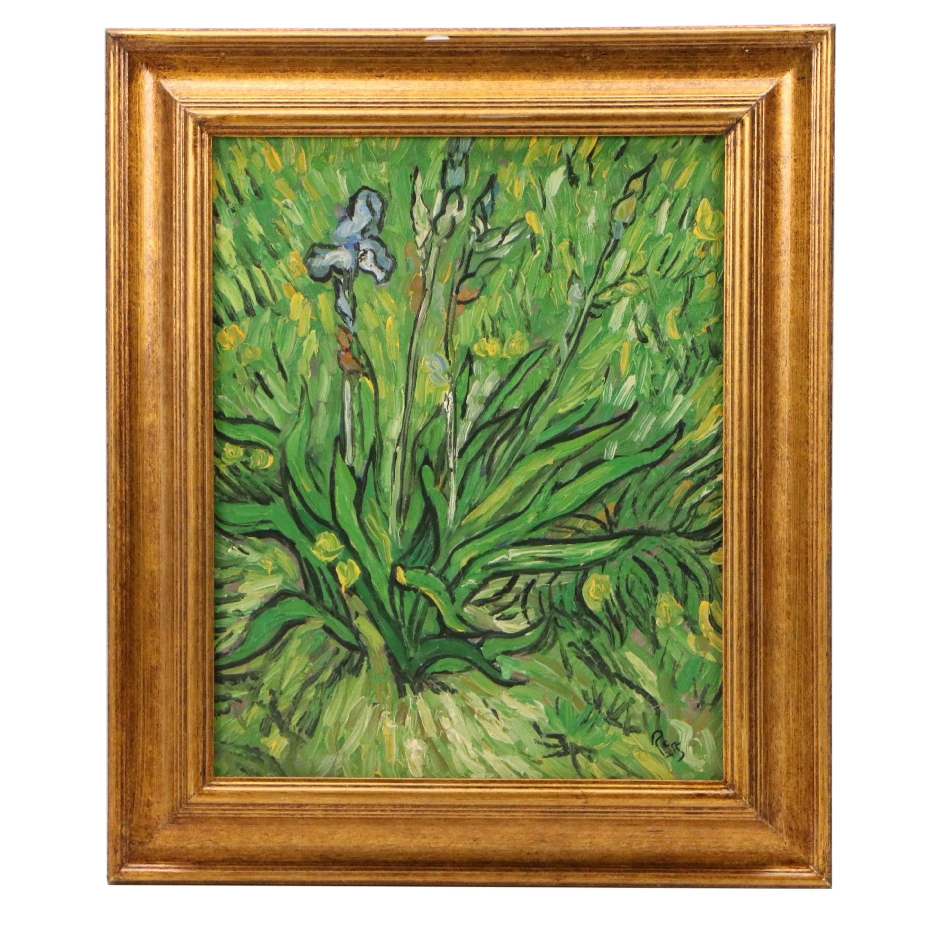 Copy Acrylic Painting After Vincent Van Gogh "Iris," 21st Century