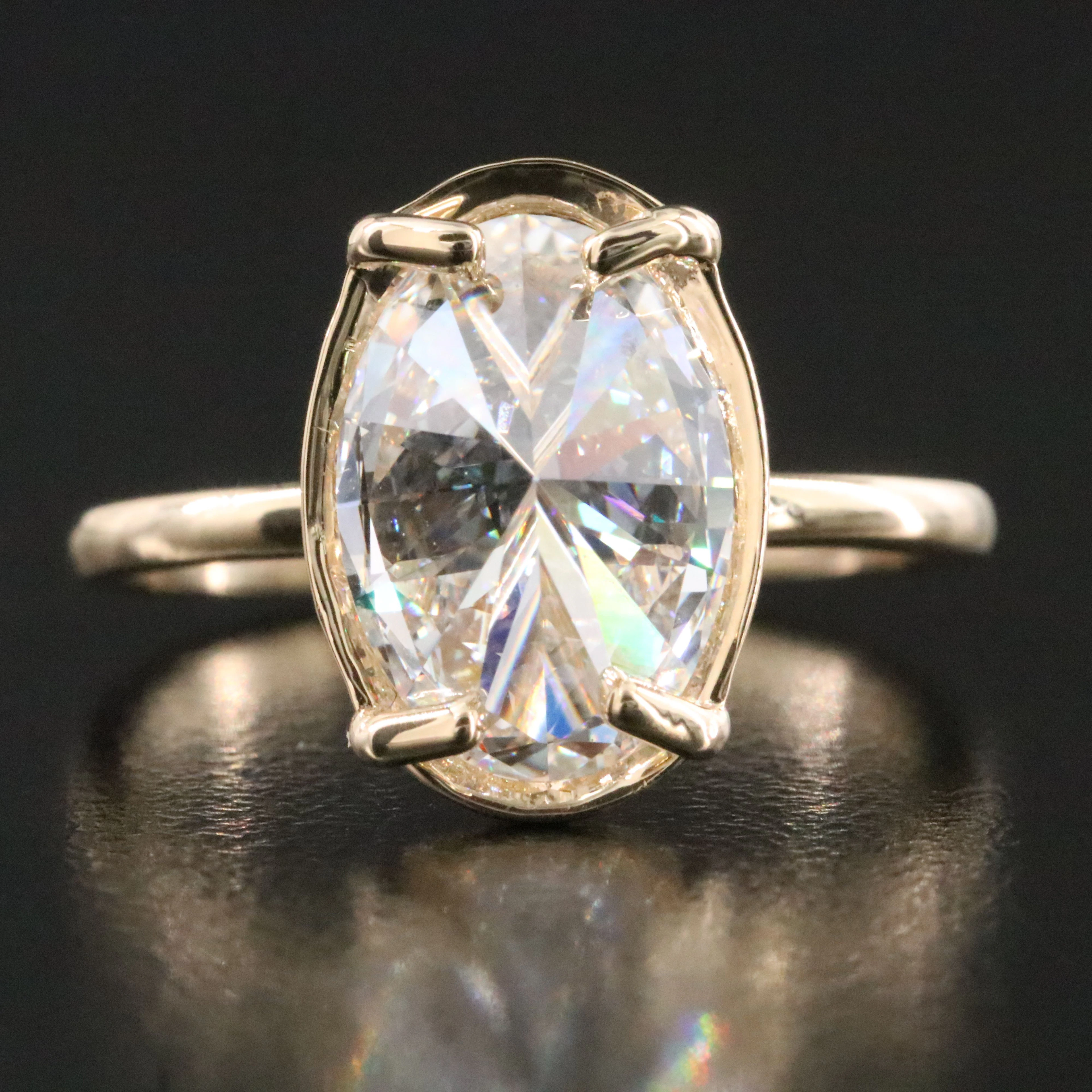 14K 3.01 CT Lab Grown Diamond Solitaire Inverted Ring with IGI Report