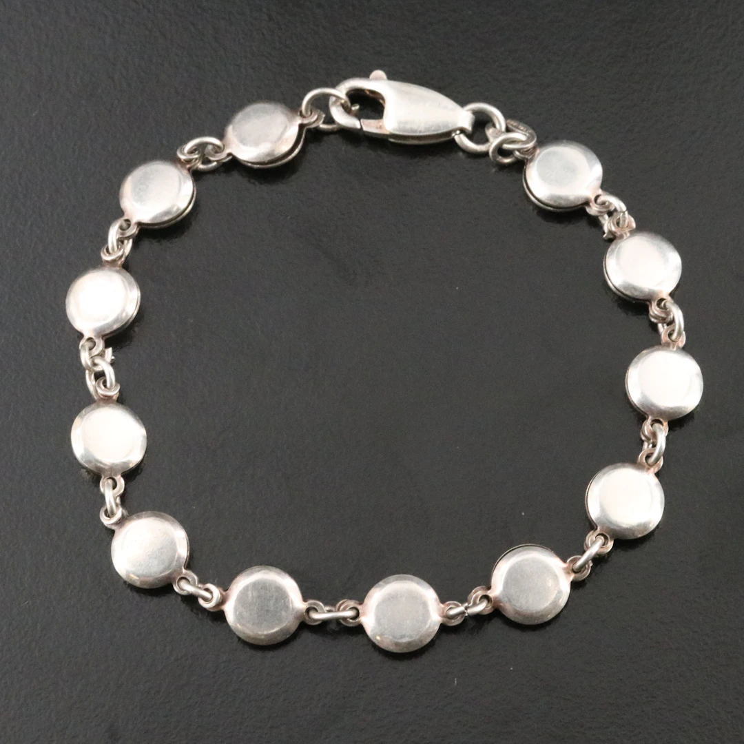 Sterling Disk Link Bracelet