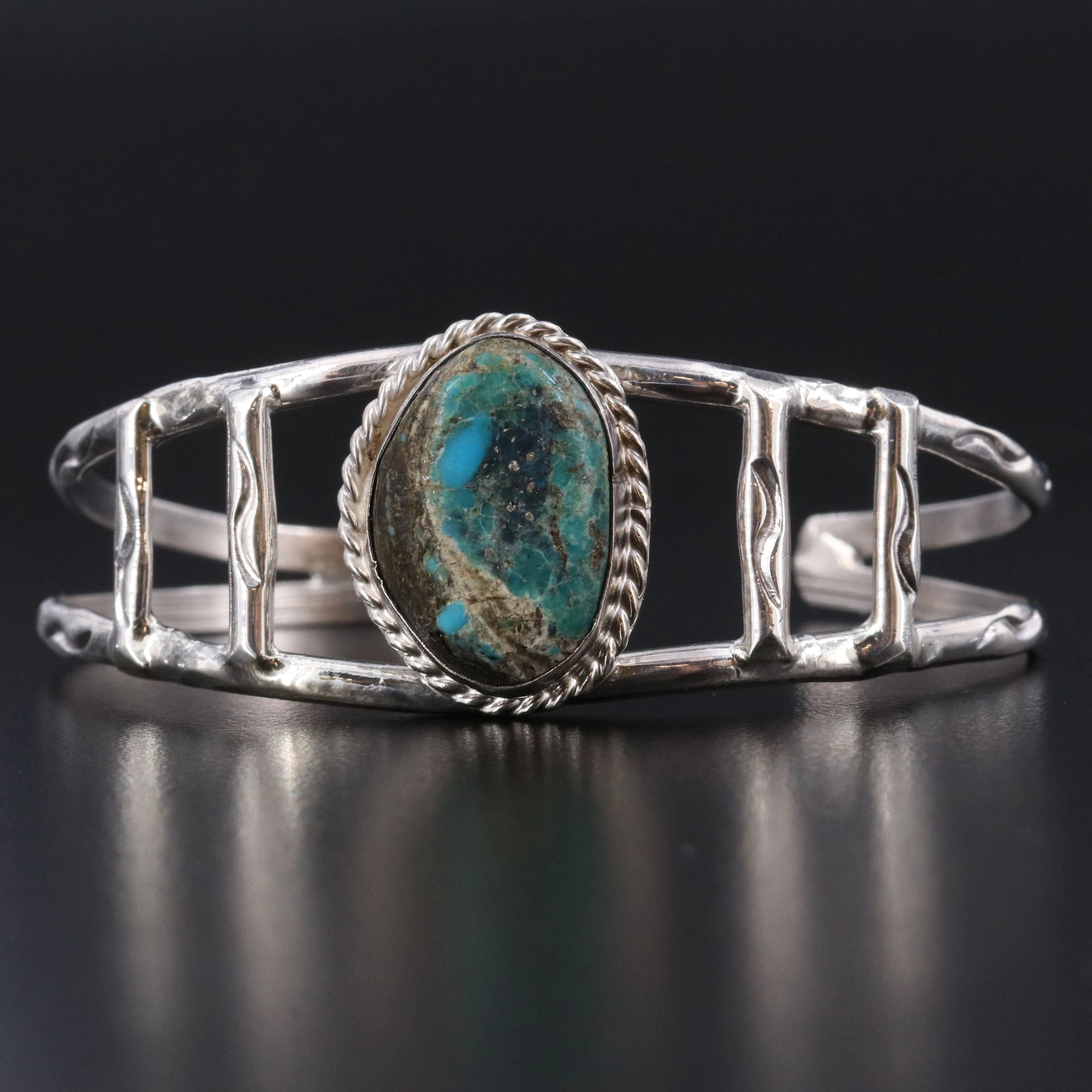 Western Style Sterling Chrysocolla Cuff Bracelet