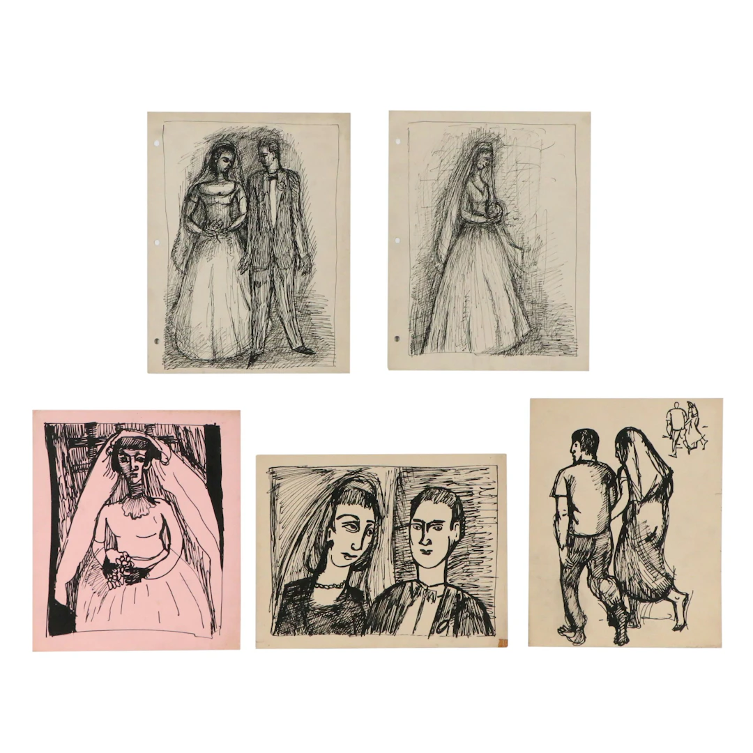 Achillo "Achi" Sullo Ink Drawings of Wedding