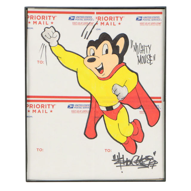 Ink and Paint Pen Drawing "Mighty Mouse" 2017