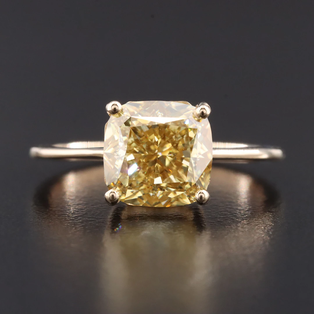 14K 3.09 CT Fancy Yellow Lab Grown Diamond Solitaire Ring