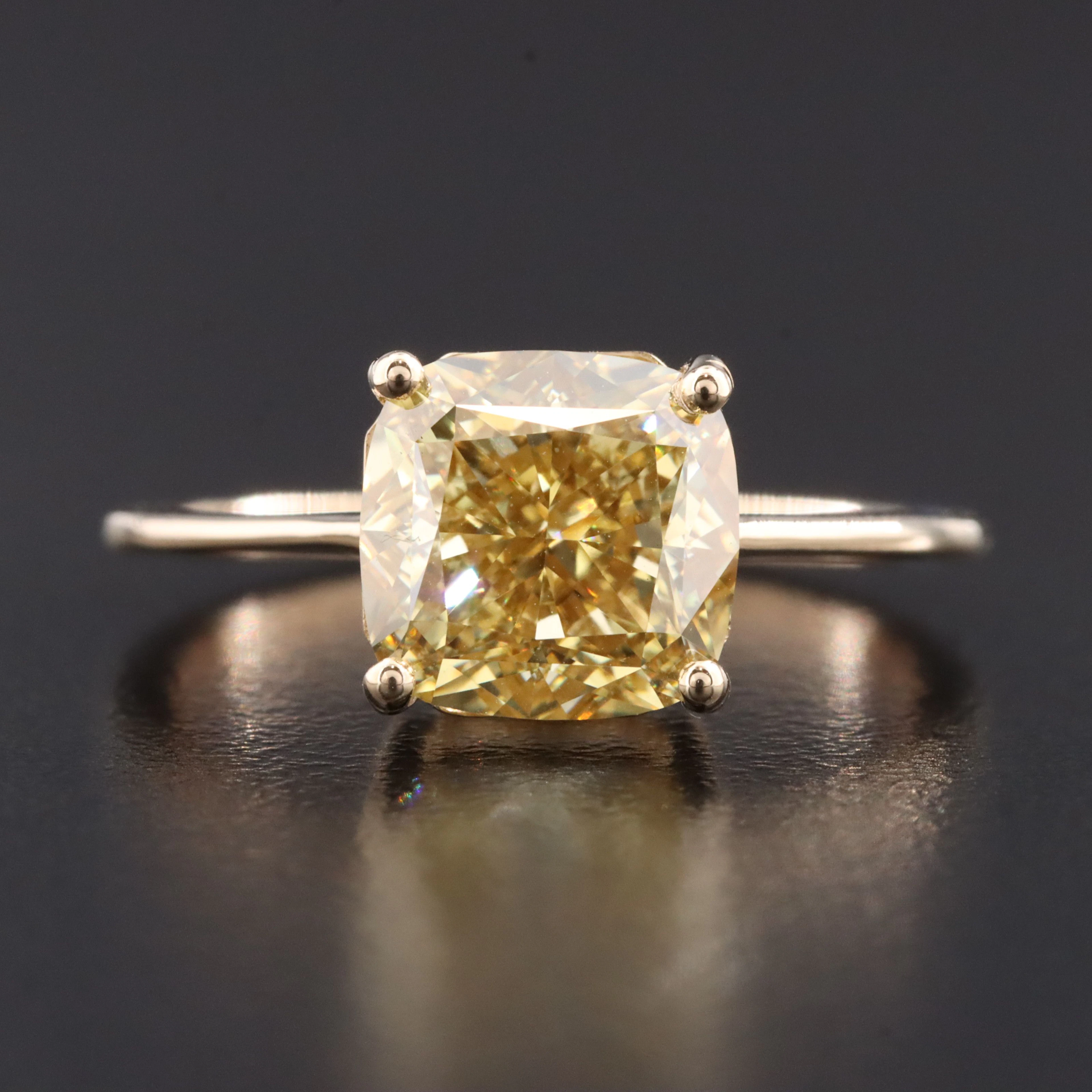 14K 3.09 CT Fancy Yellow Lab Grown Diamond Solitaire Ring
