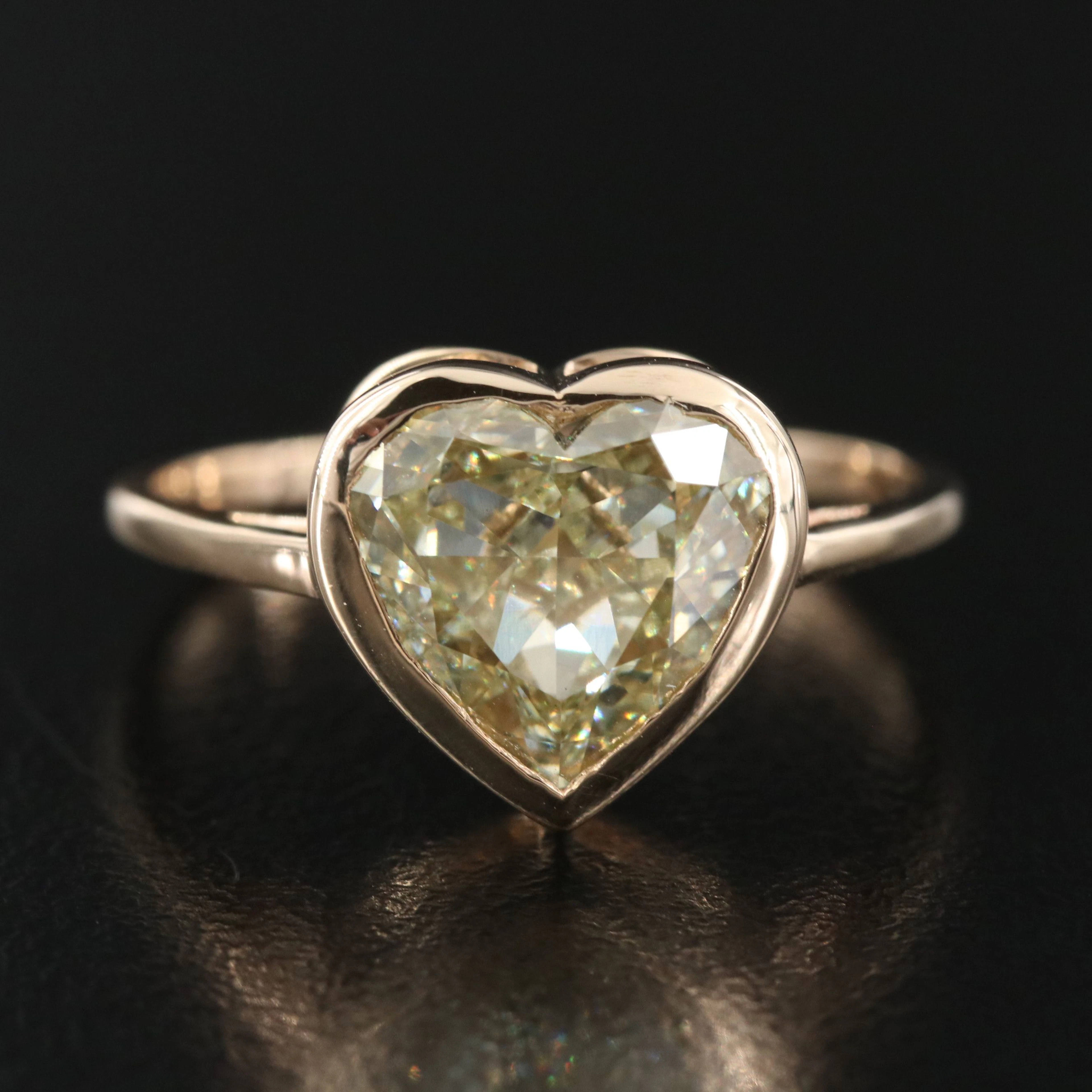 14K 3.02 CT Lab Grown Fancy Yellow Diamond Solitaire Ring with IGI Report