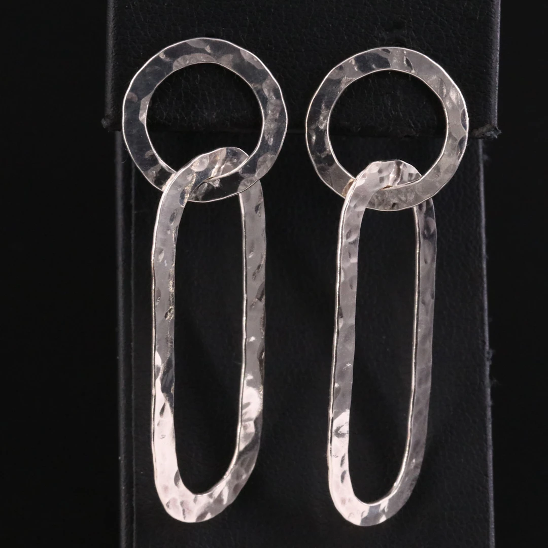 Sterling Hammered Drop Earrings