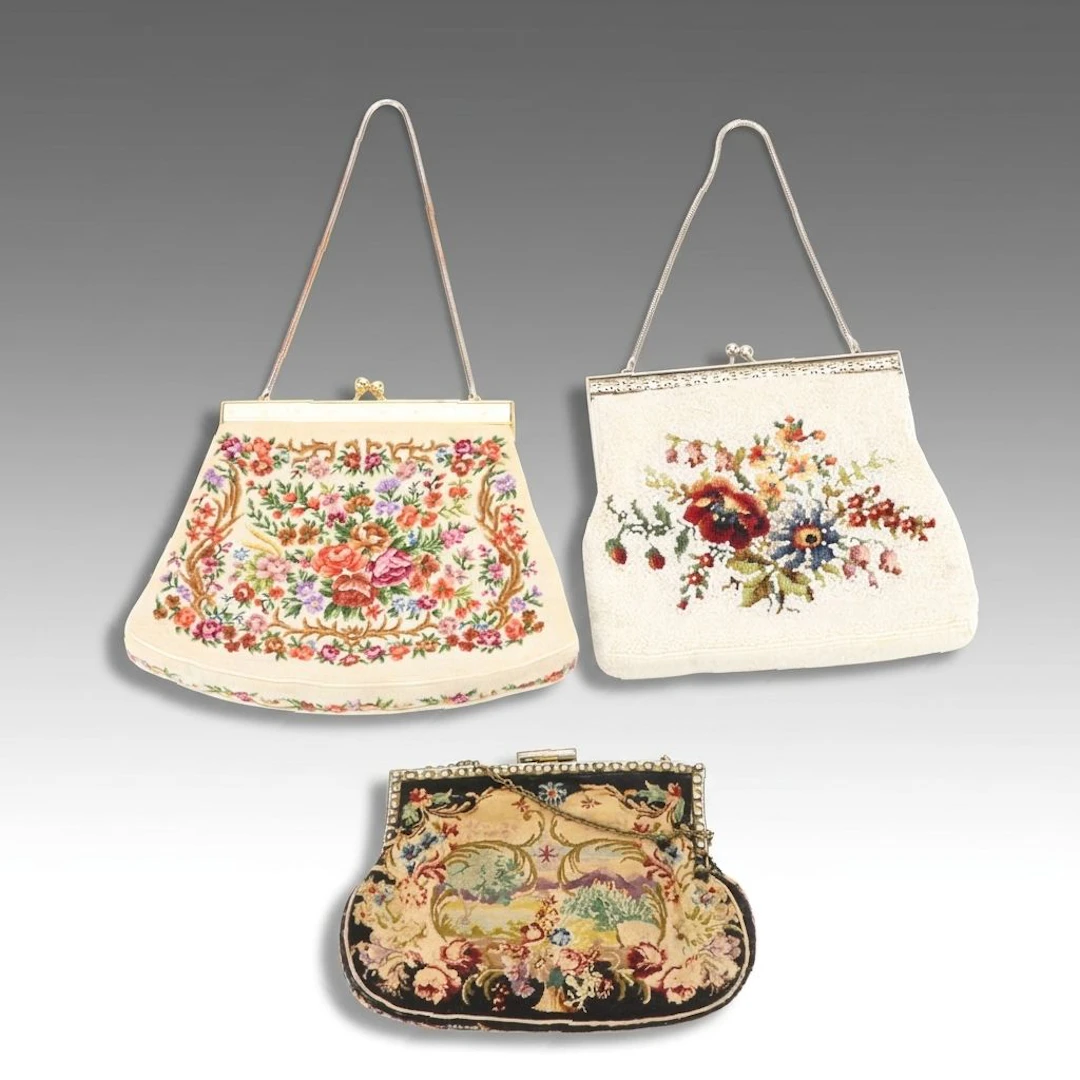Needlepoint and Glass Bead Evening Bags, Vintage