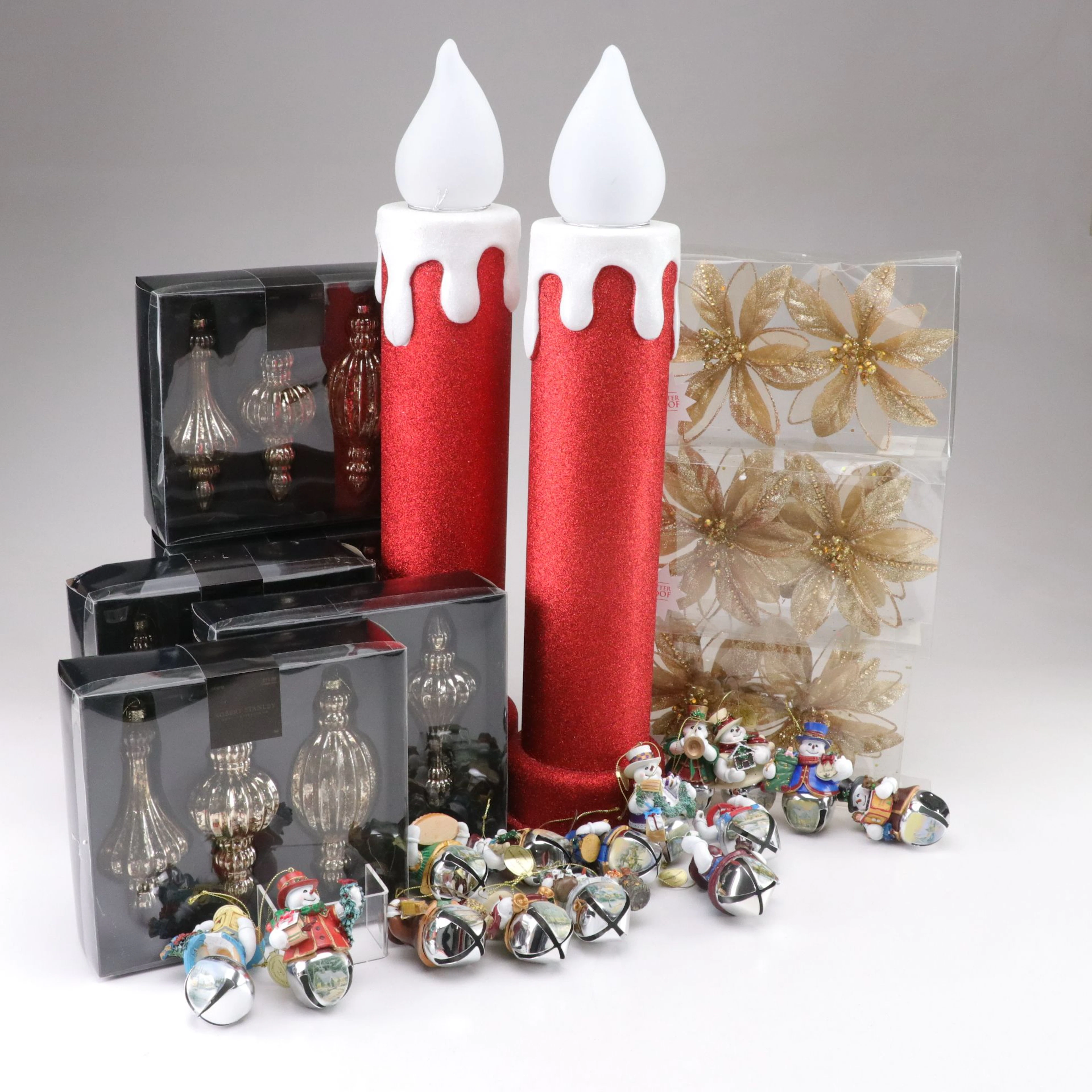 Pair of Plastic Candle Decor with Ornaments and More