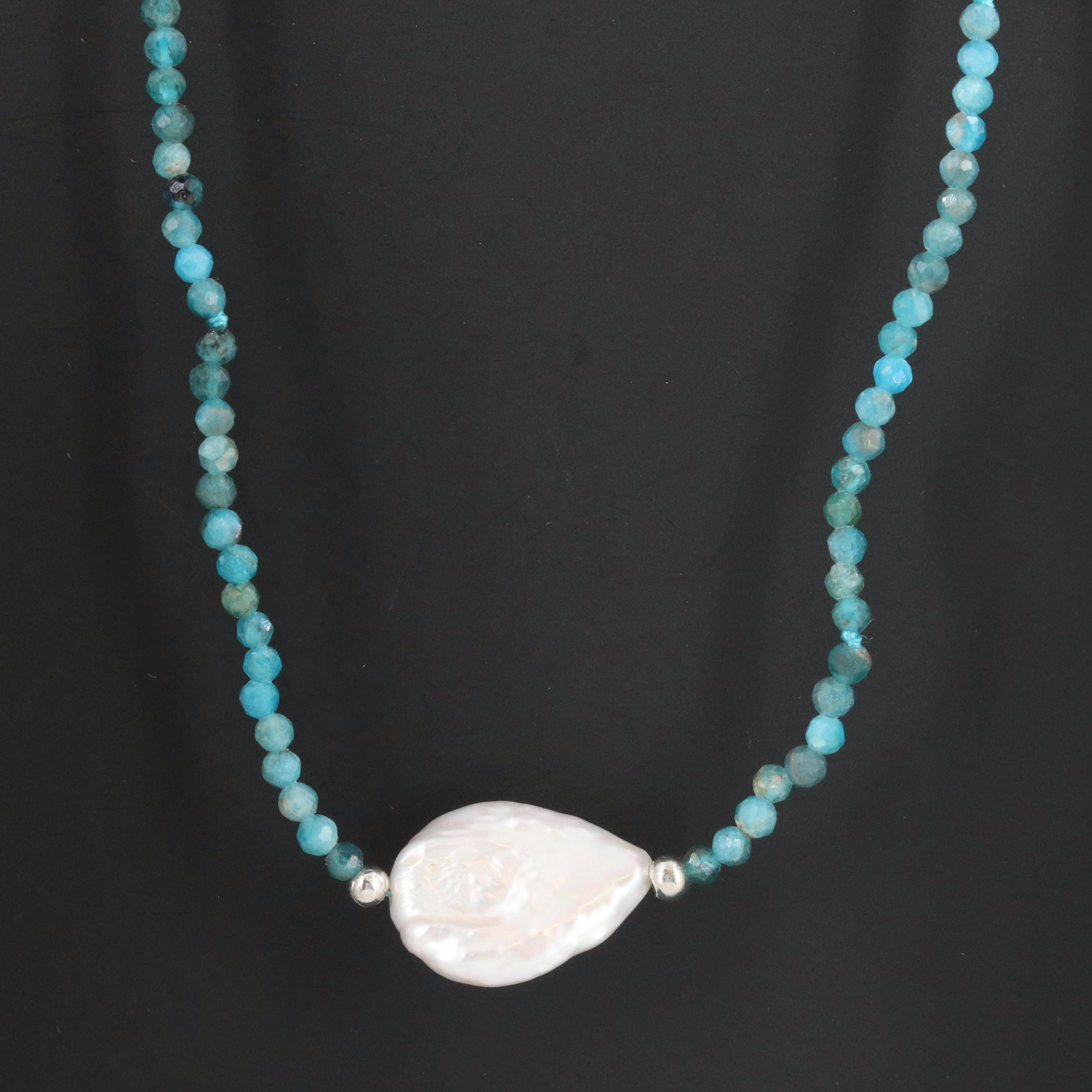 Pearl and Apatite Sautoir Necklace