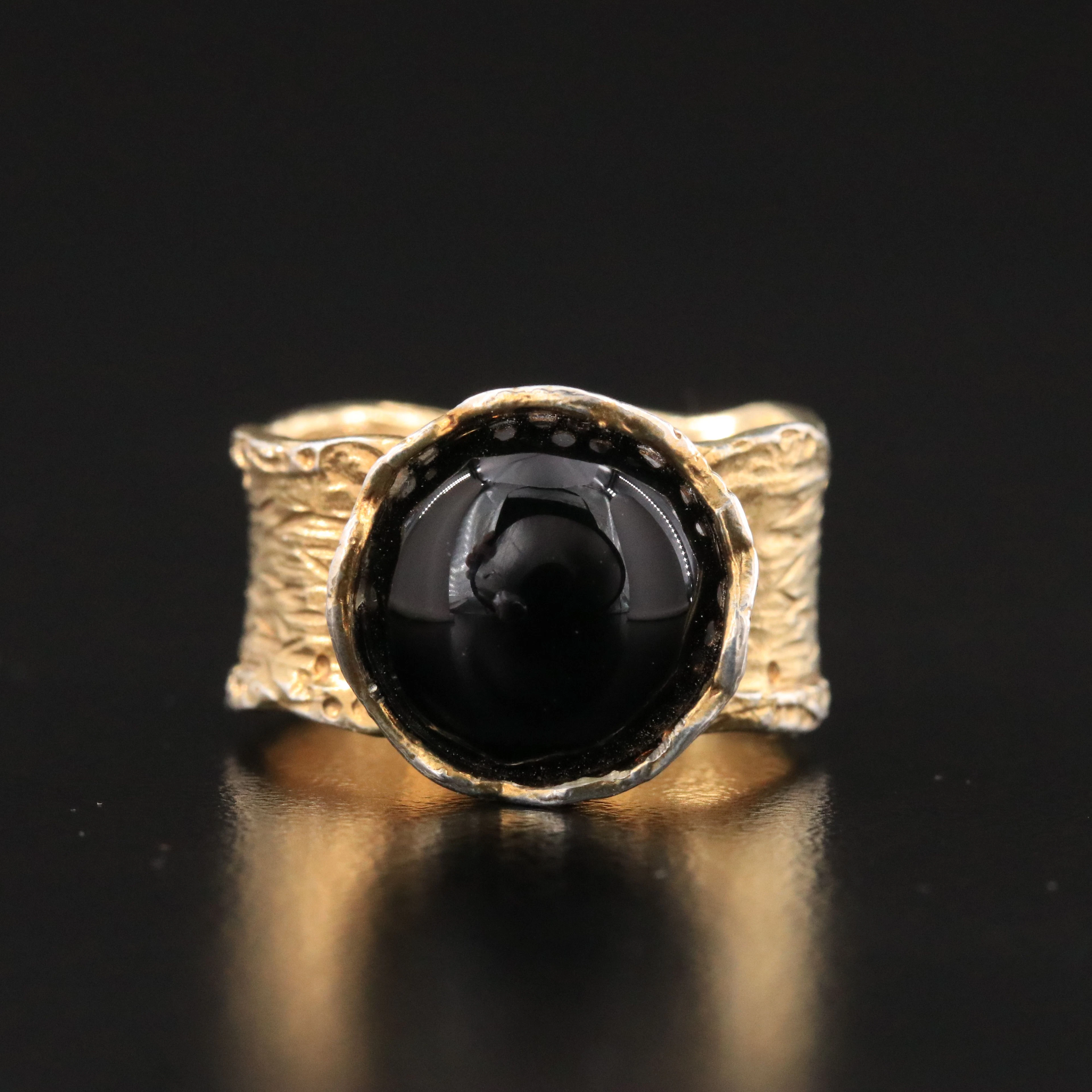 Sterling Gold Tone Black Onyx Ring