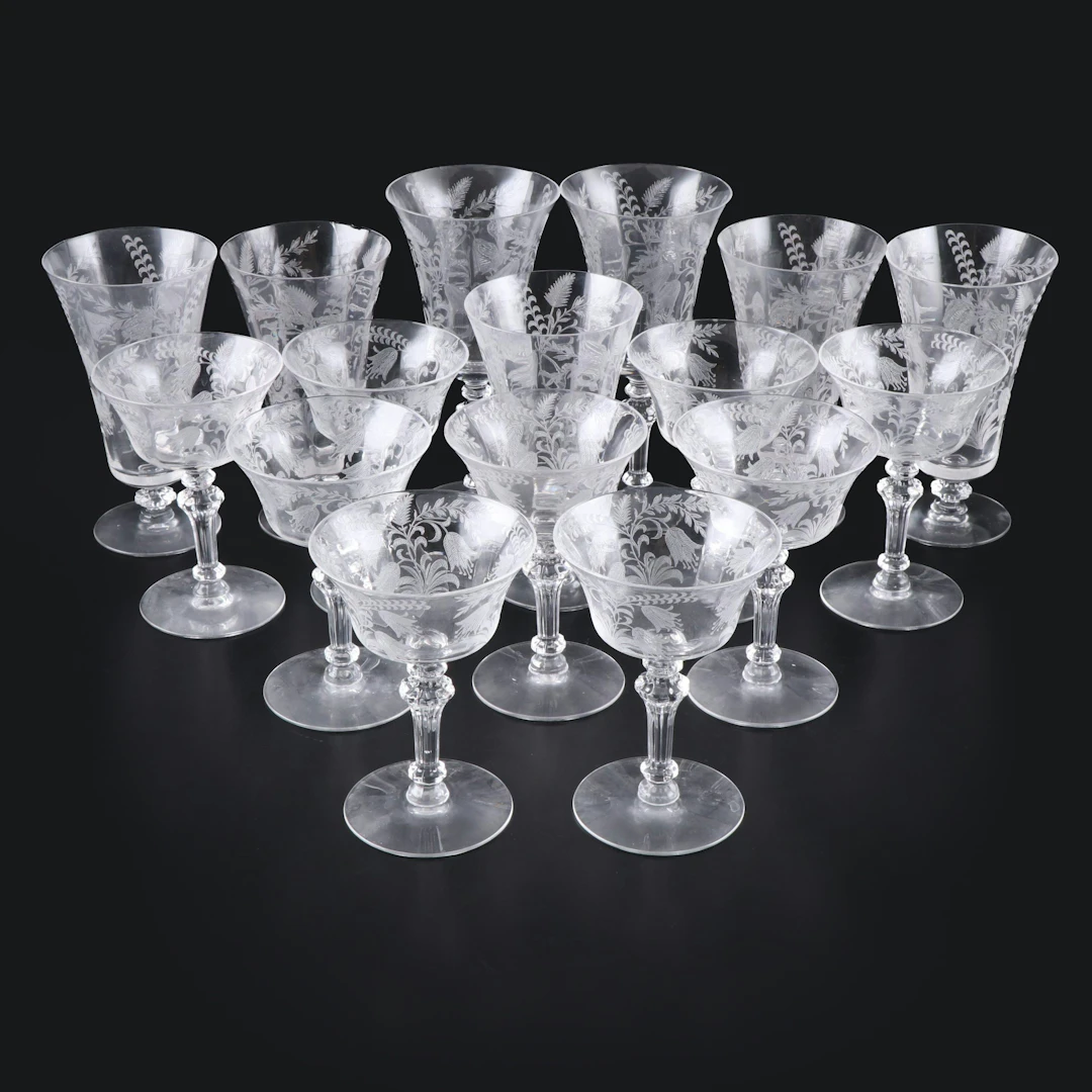 Tiffin-Franciscan "Fuchsia" Iced Tea and Tall Sherbet Glasses, Mid-20th Century