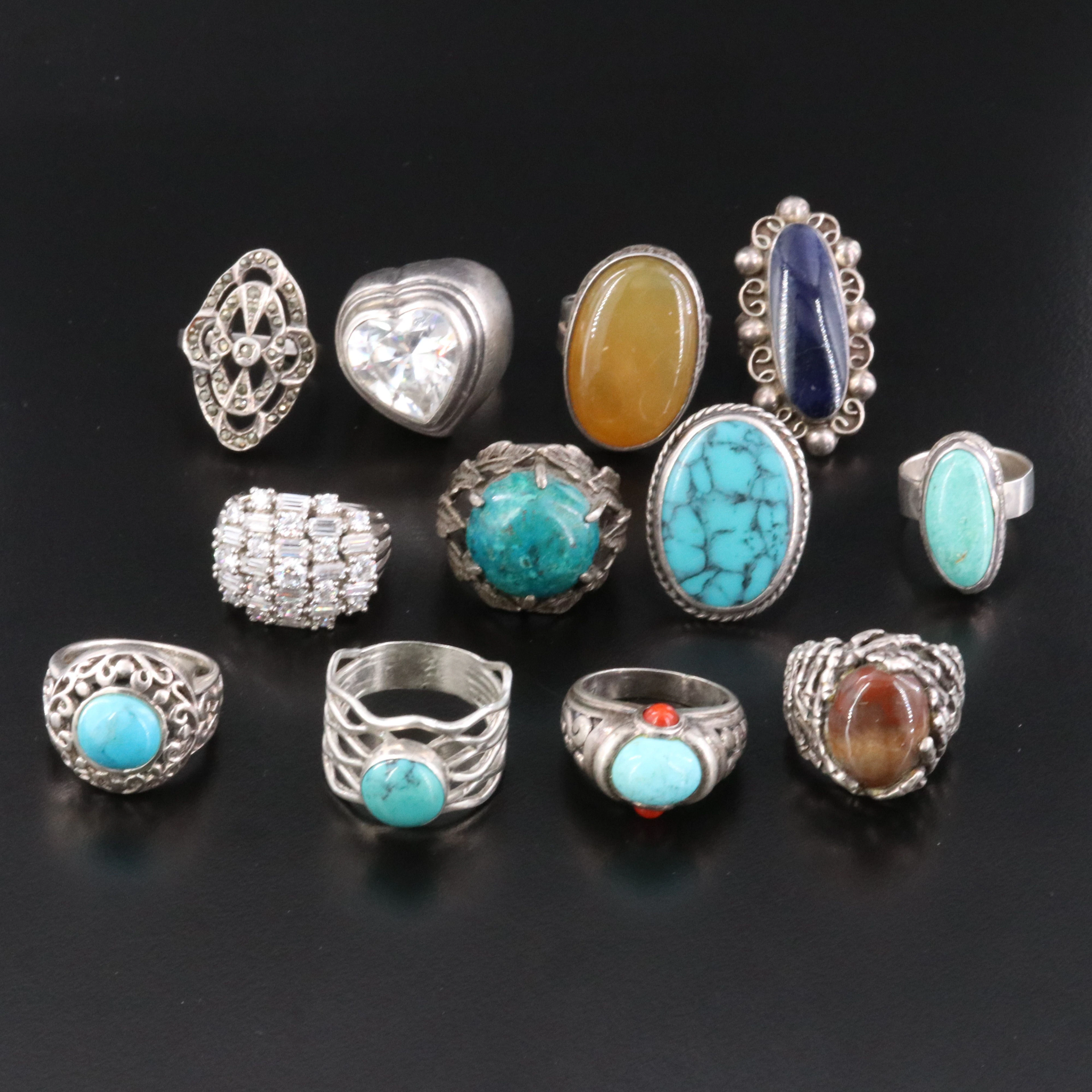 Sterling Ring Collection Featuring Turquoise, Chrysocolla and Sodalite