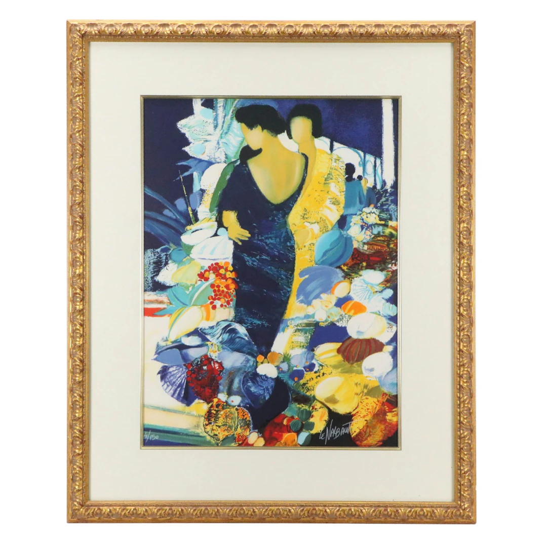 Gérard Le Nalbaut Color Lithograph "La Serre Bleue," Late 20th Century