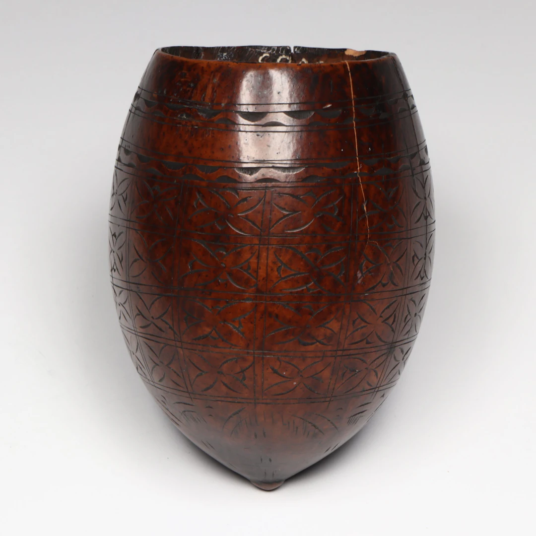 Antique Carved Coconut Cup, 19th Century