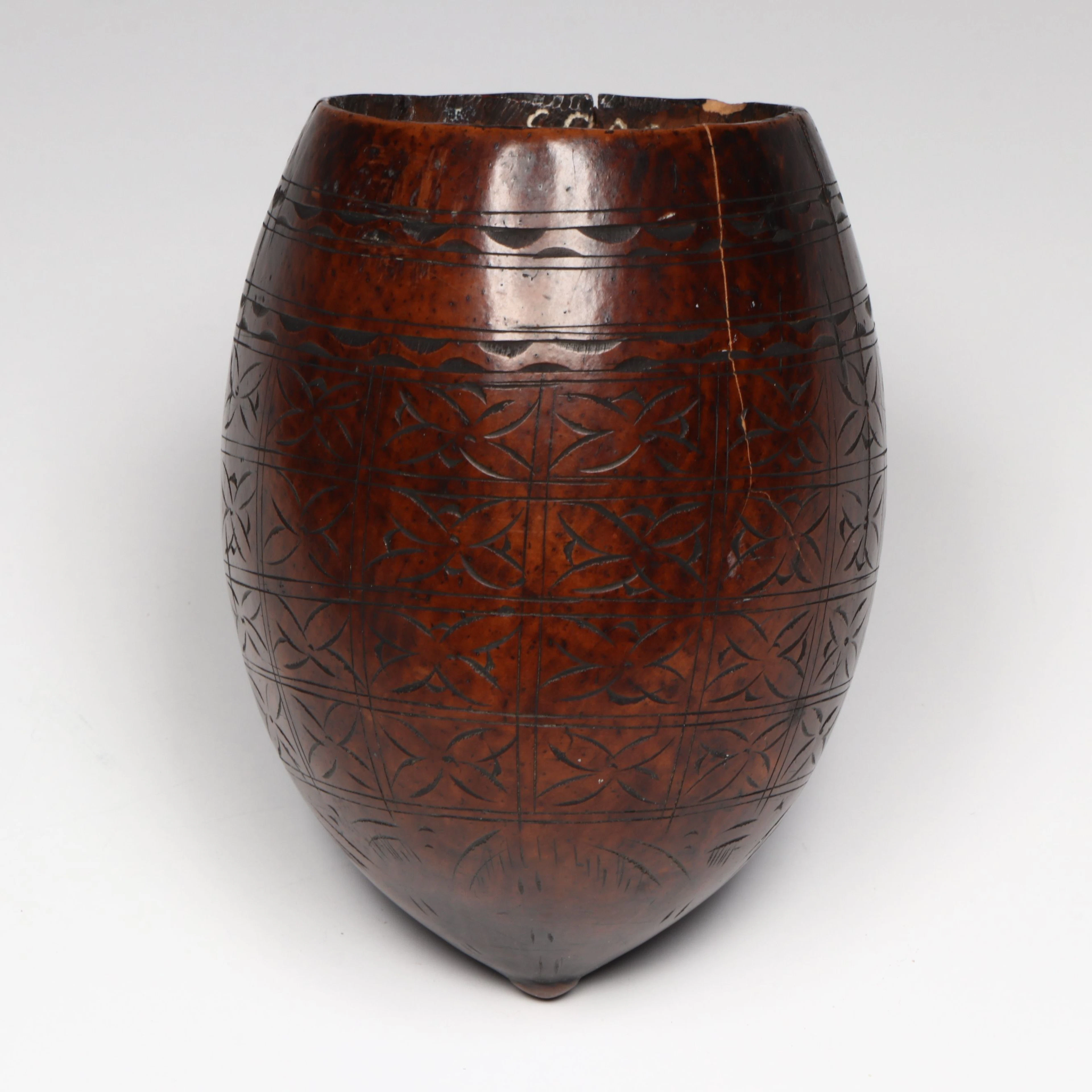 Antique Carved Coconut Cup, 19th Century