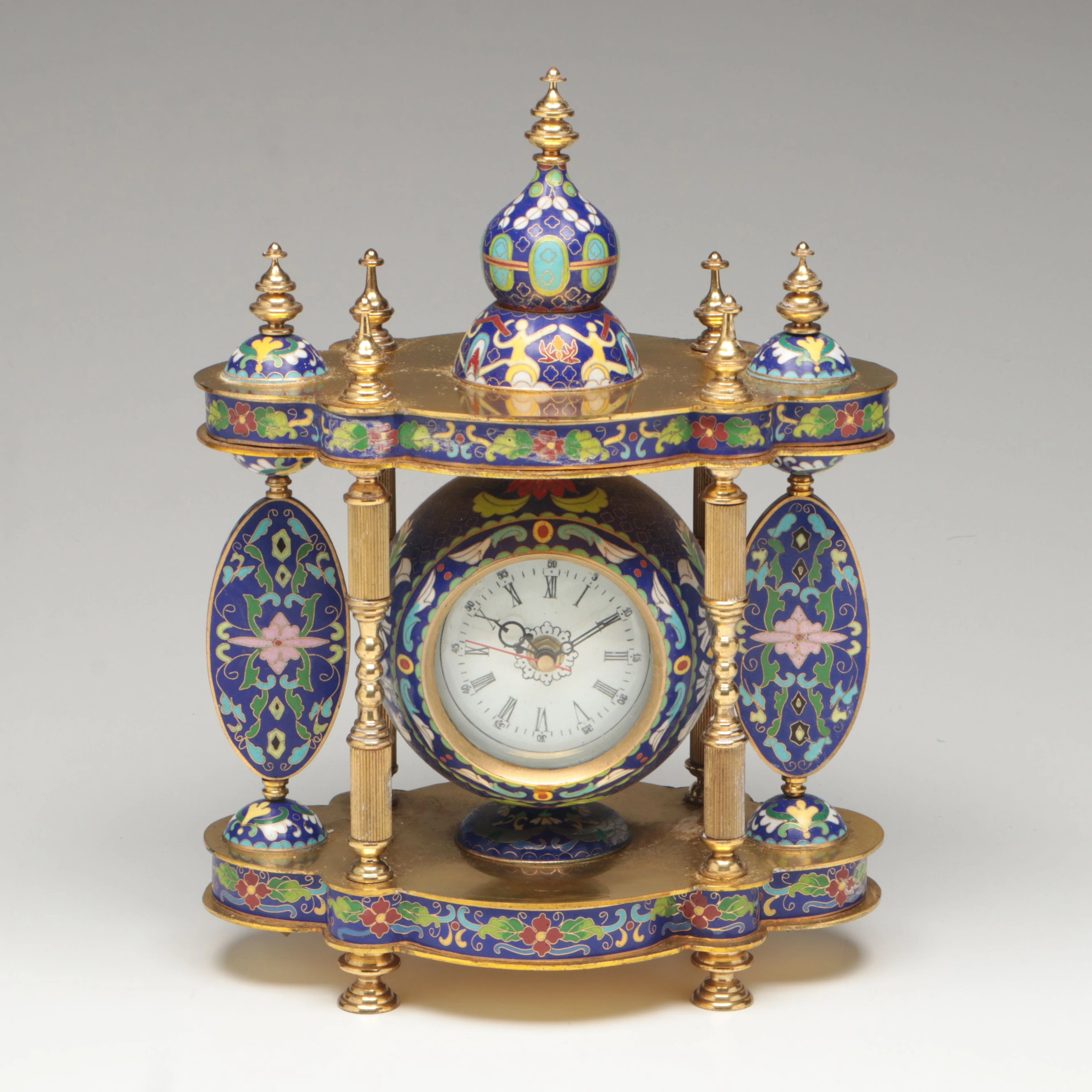 French Empire Style Cloisonné Mantel Clock