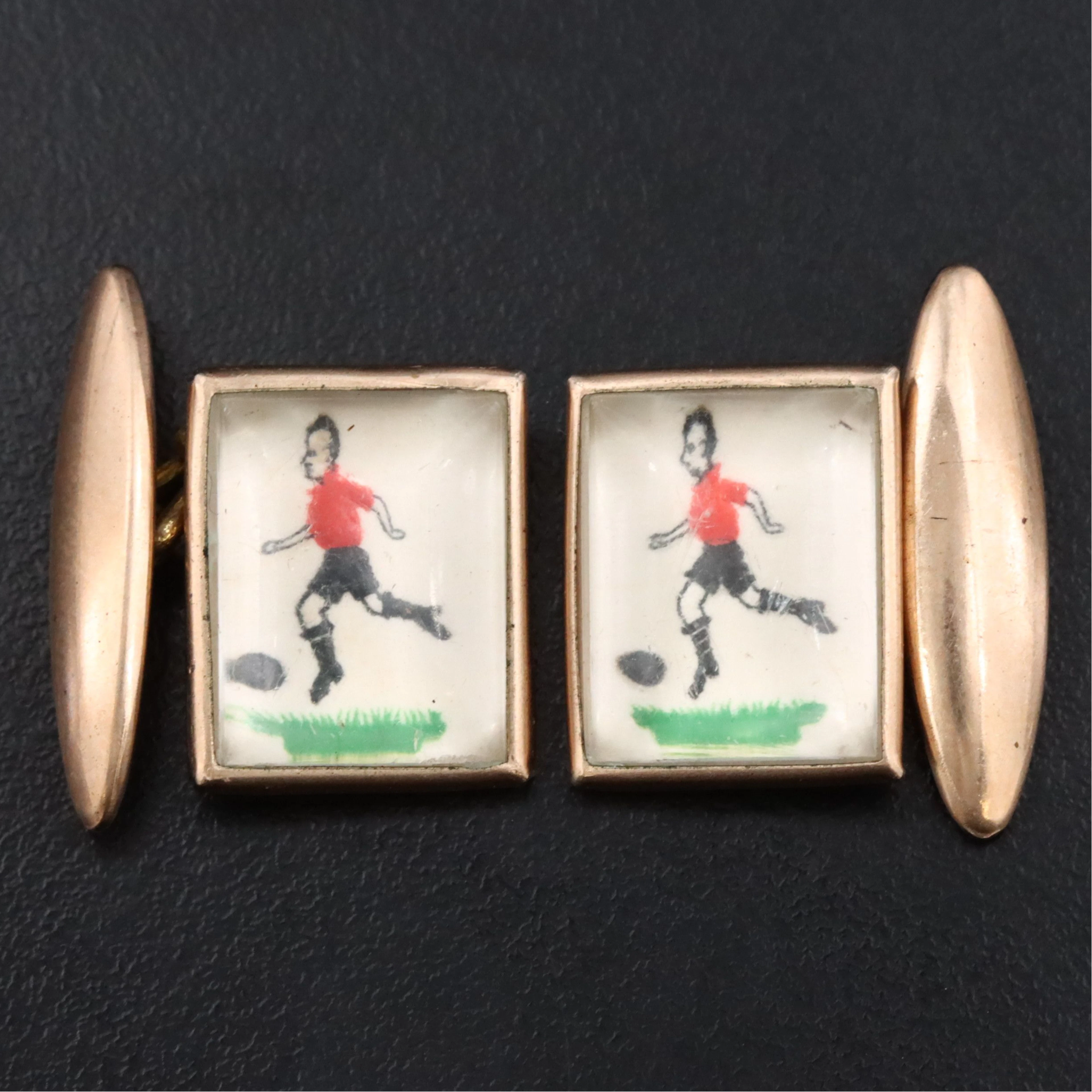 Vintage Painted Soccer Cufflinks