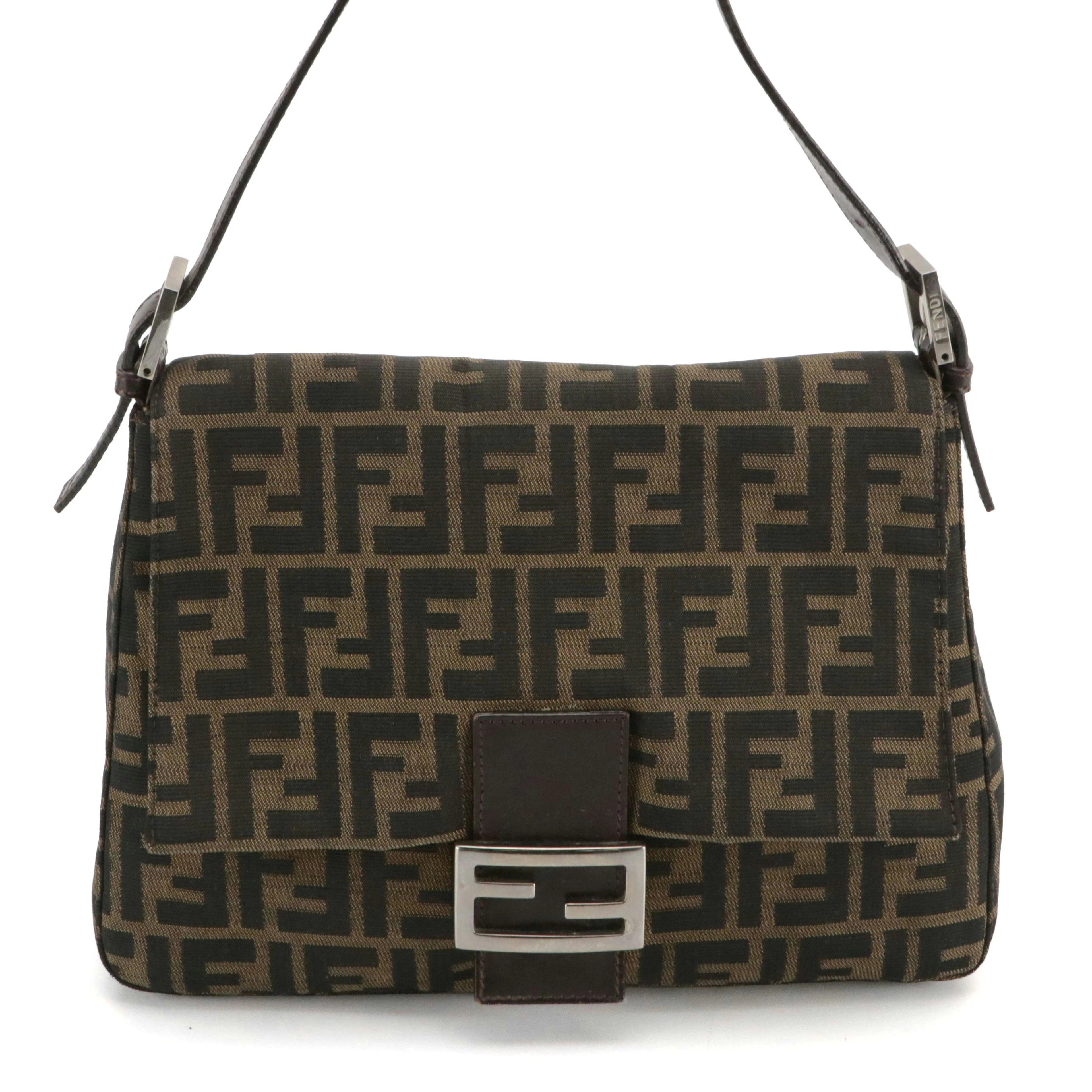 Fendi Mamma Baguette Shoulder Bag in Zucca Canvas