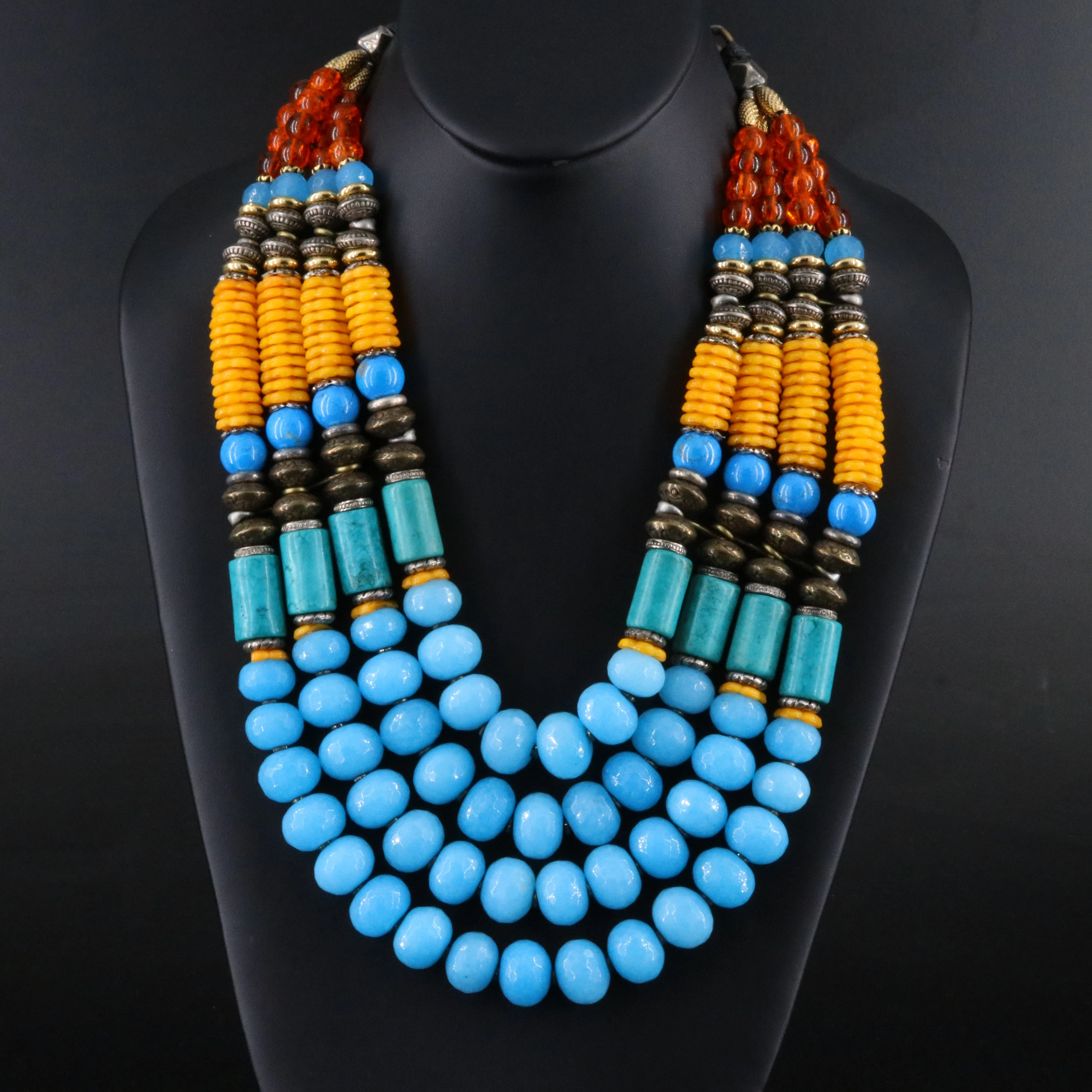 Marsha Archer Collar Necklace Including Quartz, Glass and Howlite