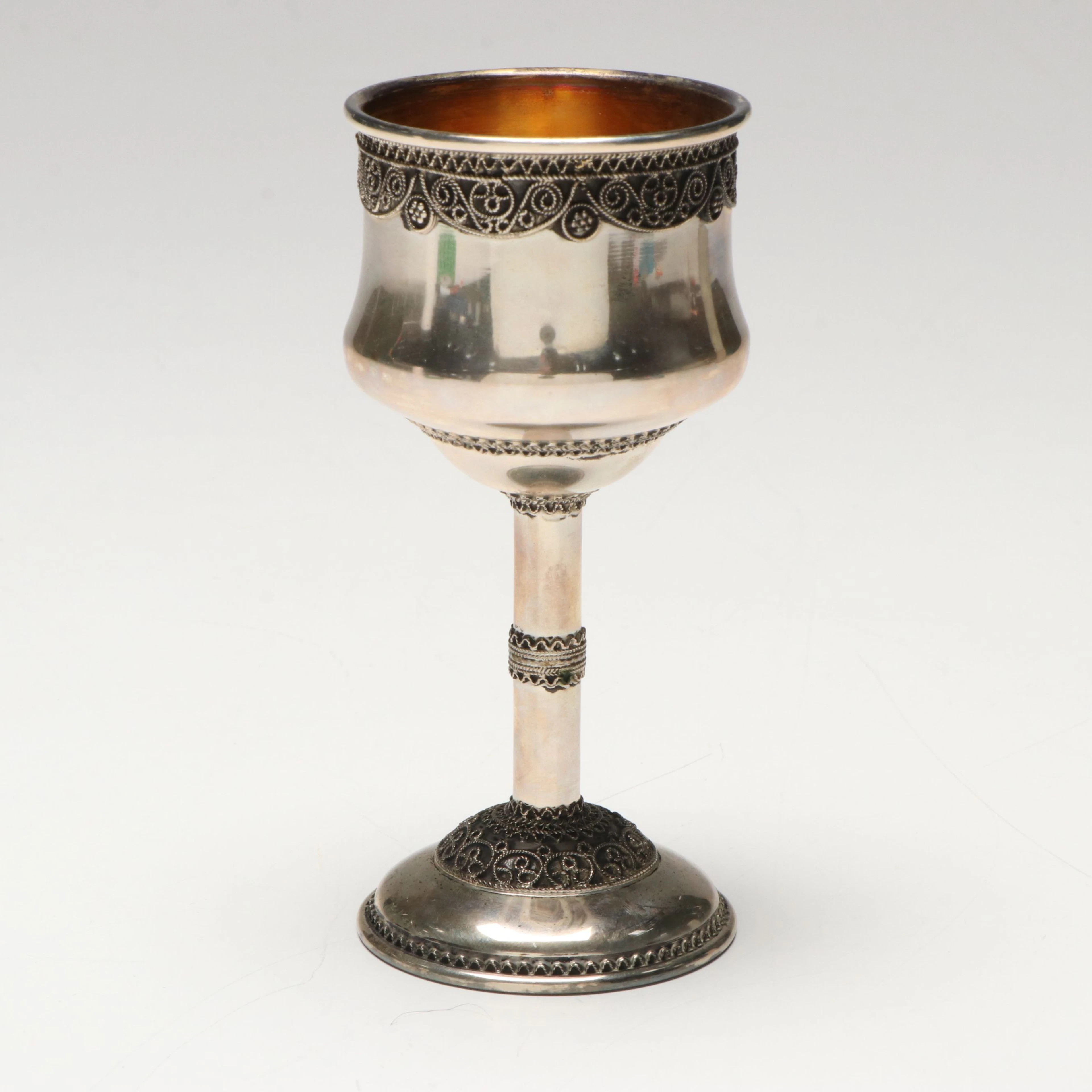 Zadok Israeli Parcel Gilt Sterling Silver Kiddush Cup