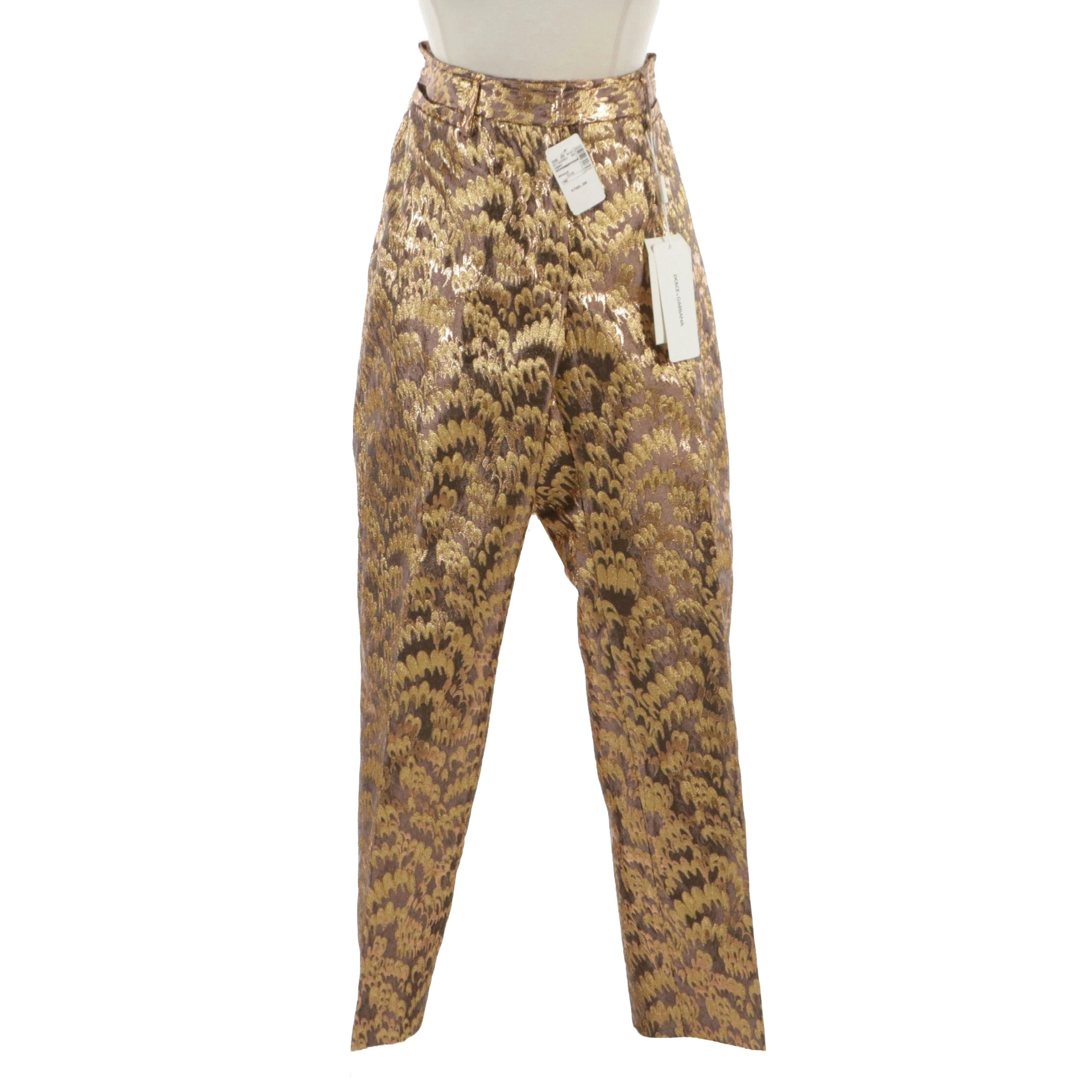 Dolce & Gabbana Metallic Jacquard Trouser, With Tags