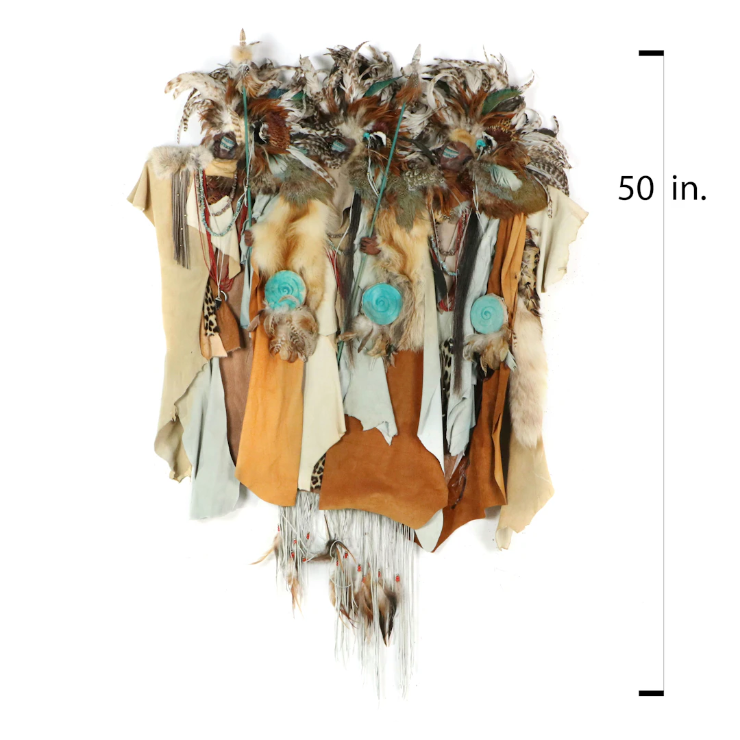Misha Malpica Mixed Media Wall Sculpture of Native American Figures, 2000