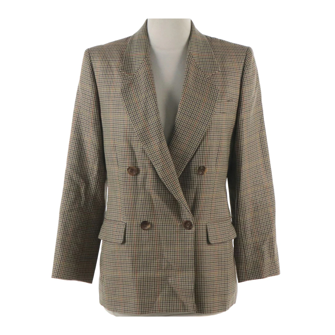 Burberrys Double-Breasted Houndstooth Wool Blazer, Vintage