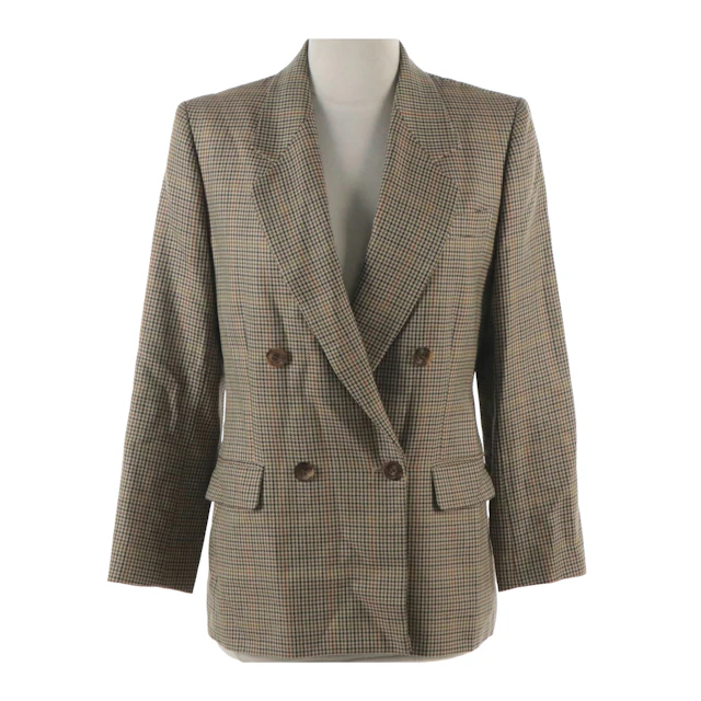 Burberrys Double-Breasted Houndstooth Wool Blazer, Vintage