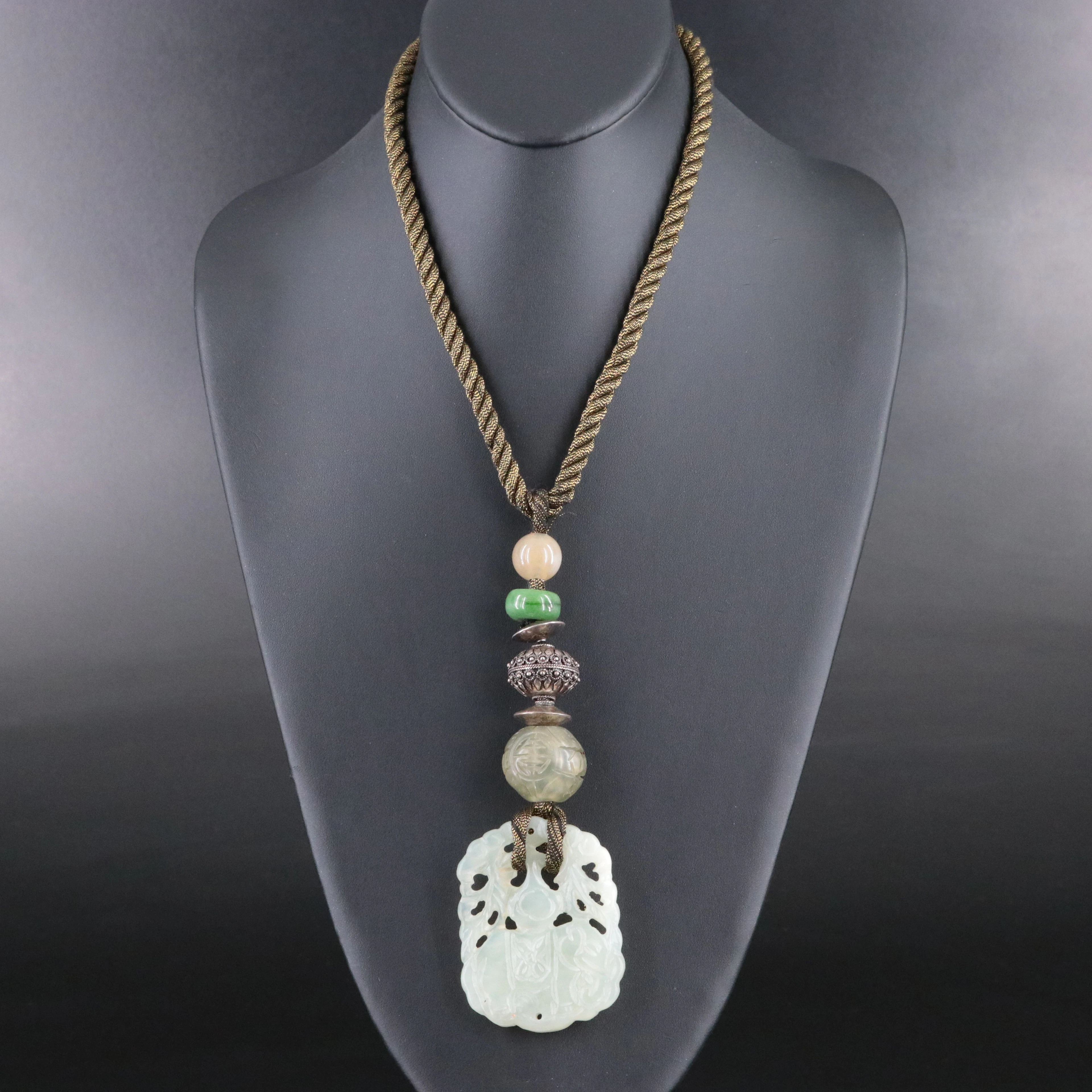 Serpentine, Amazonite and Green Quartzite Necklace with Sterling Beads