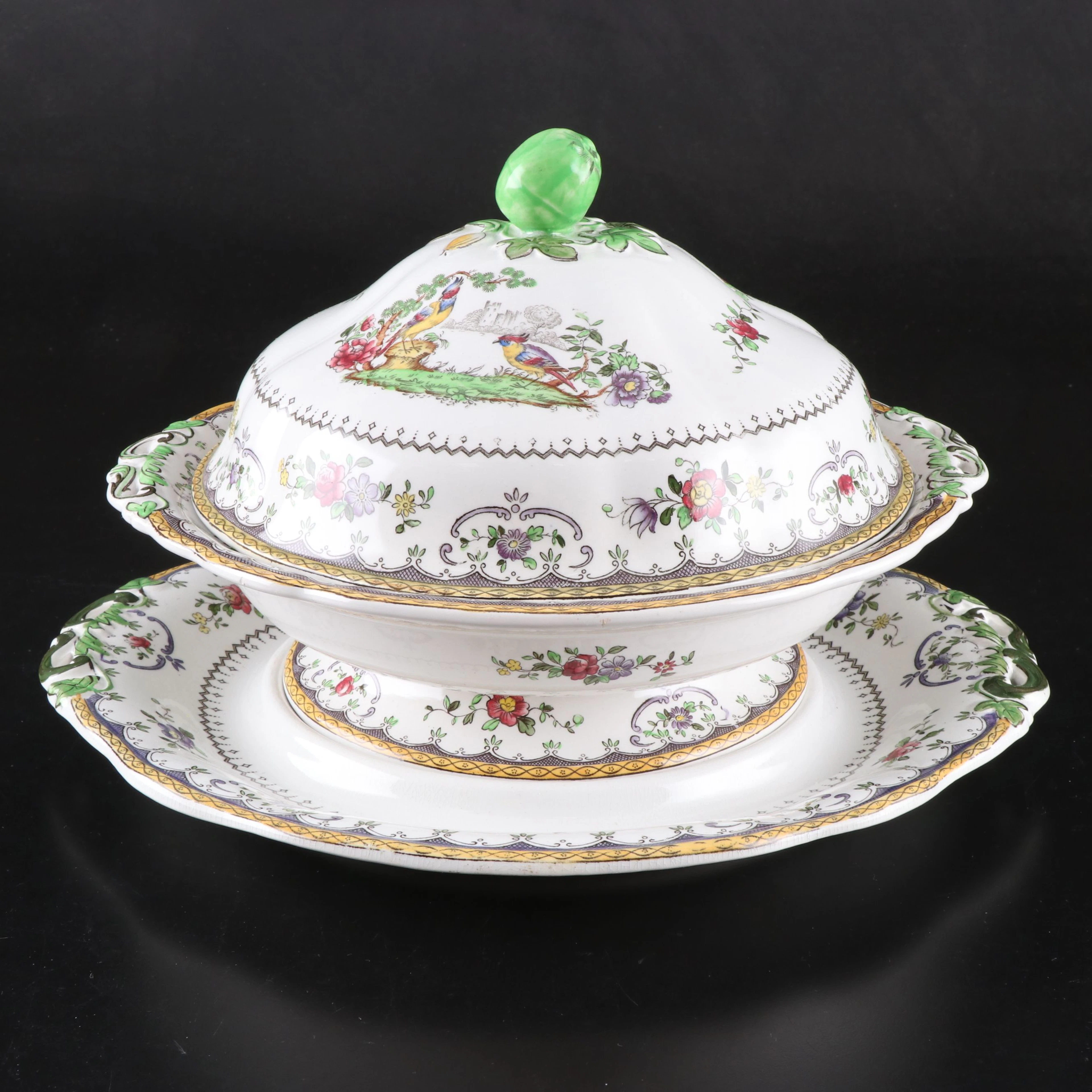Spode "Chelsea" Porcelain Lidded Tureen with Platter, Mid to Late 20th C.