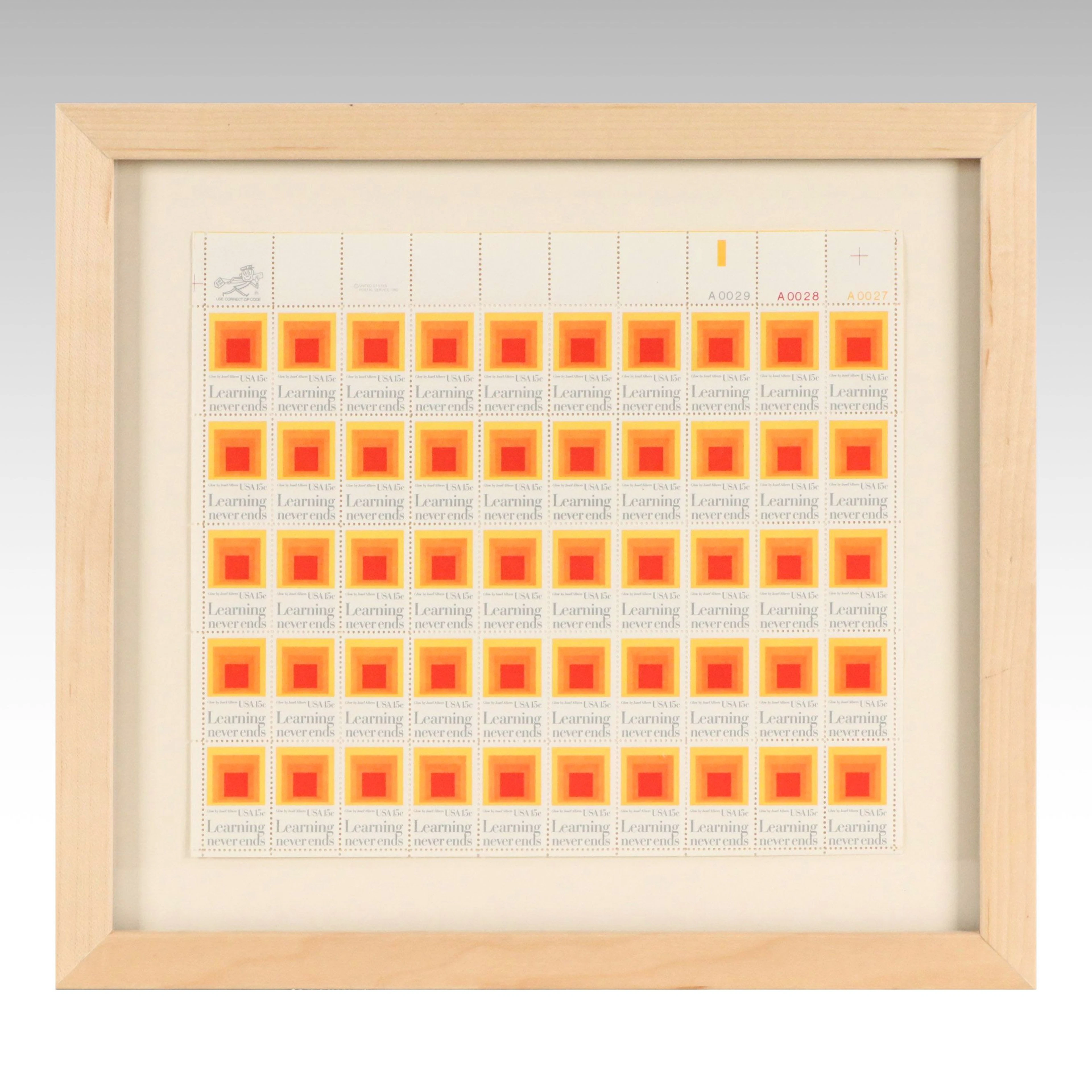 50 Count Halftone Stamp Sheet After Josef Albers "Glow," 1980
