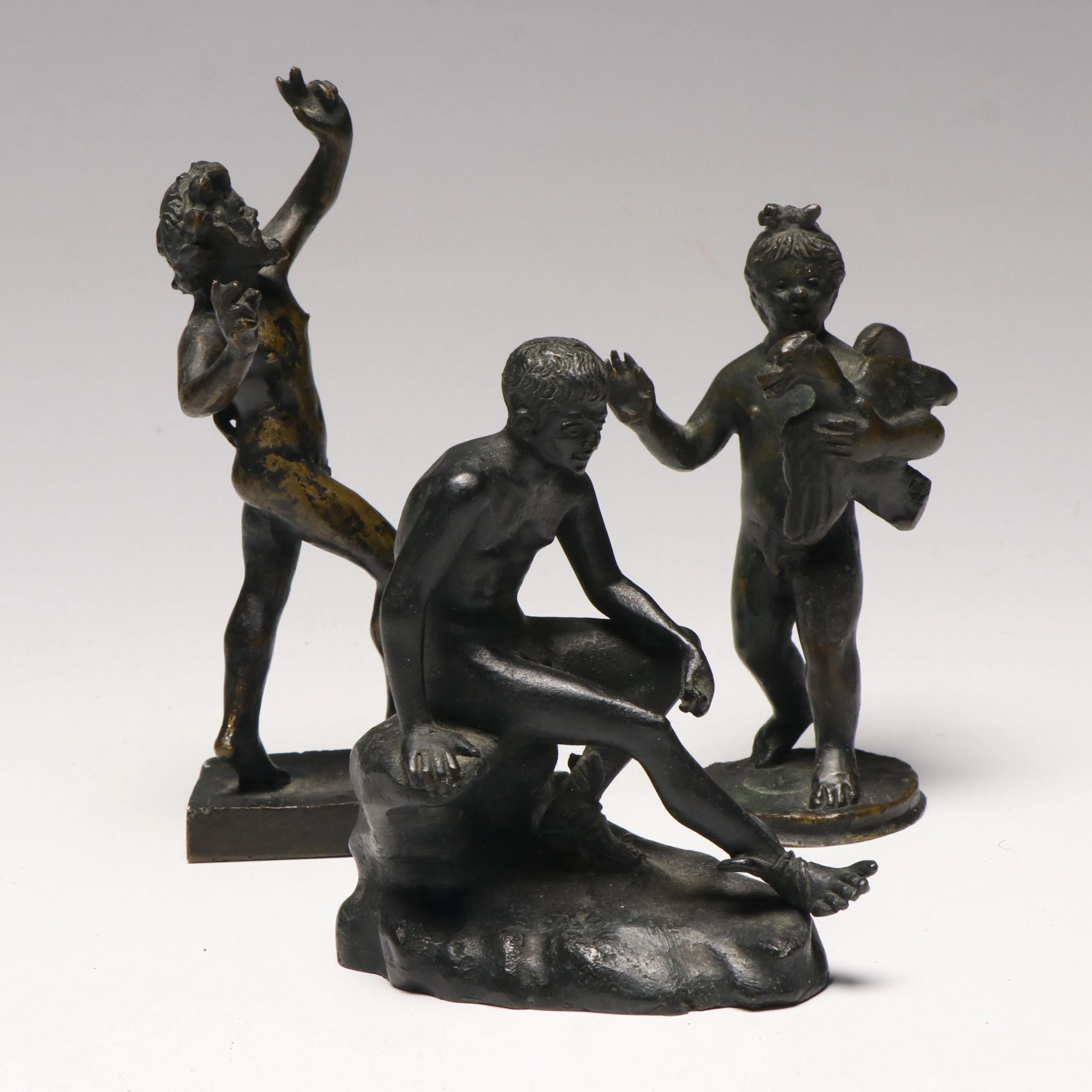 Seated Hermes and Other Grand Tour Style Roman Bronze Statues