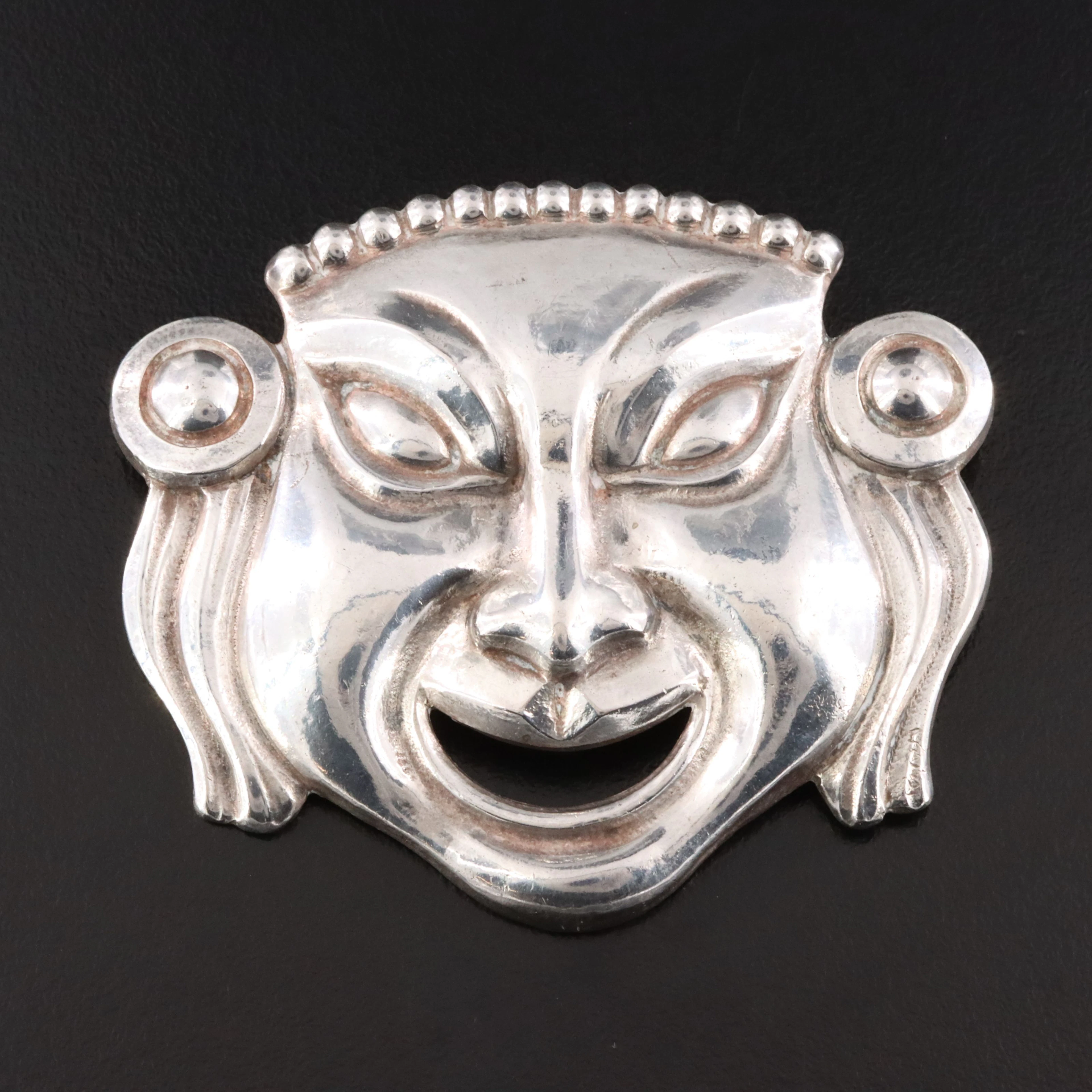 Bartolini Bartolozzi Sterling Comedy Mask Brooch