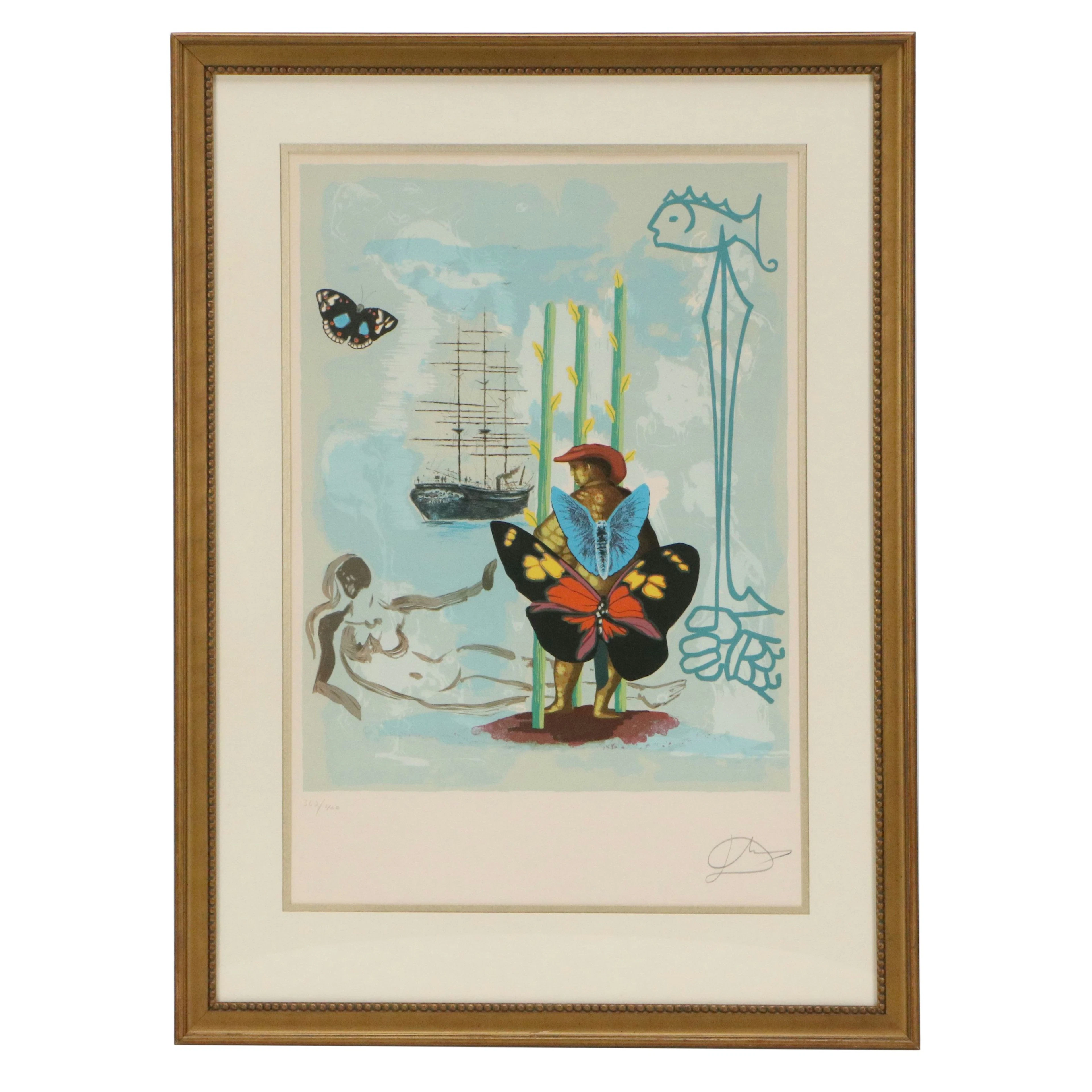 Salvador Dali Surrealist Color Lithograph "Dream of Freedom," 1978
