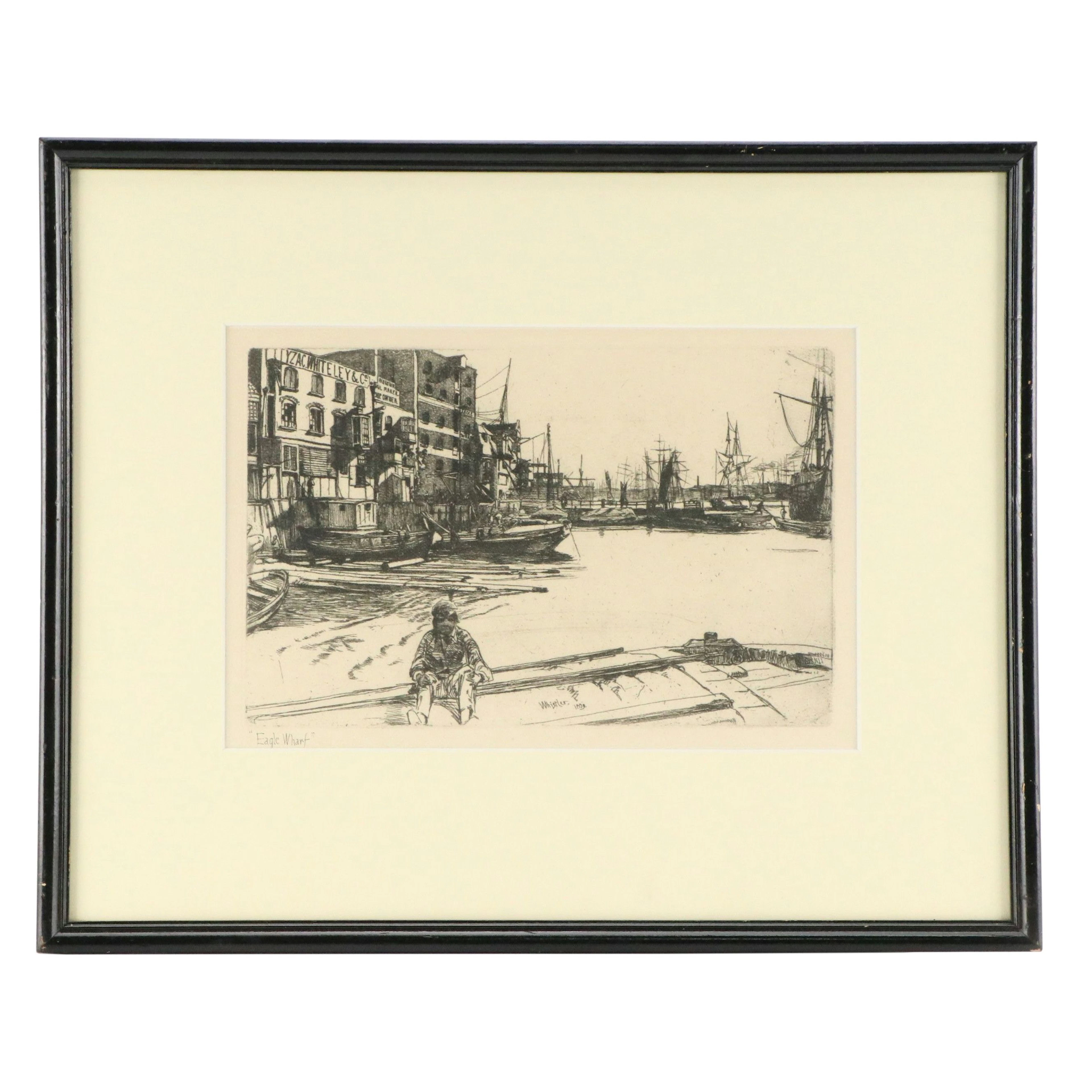 After James McNeill Whistler Etching "Eagle Wharf," Mid-20th Century