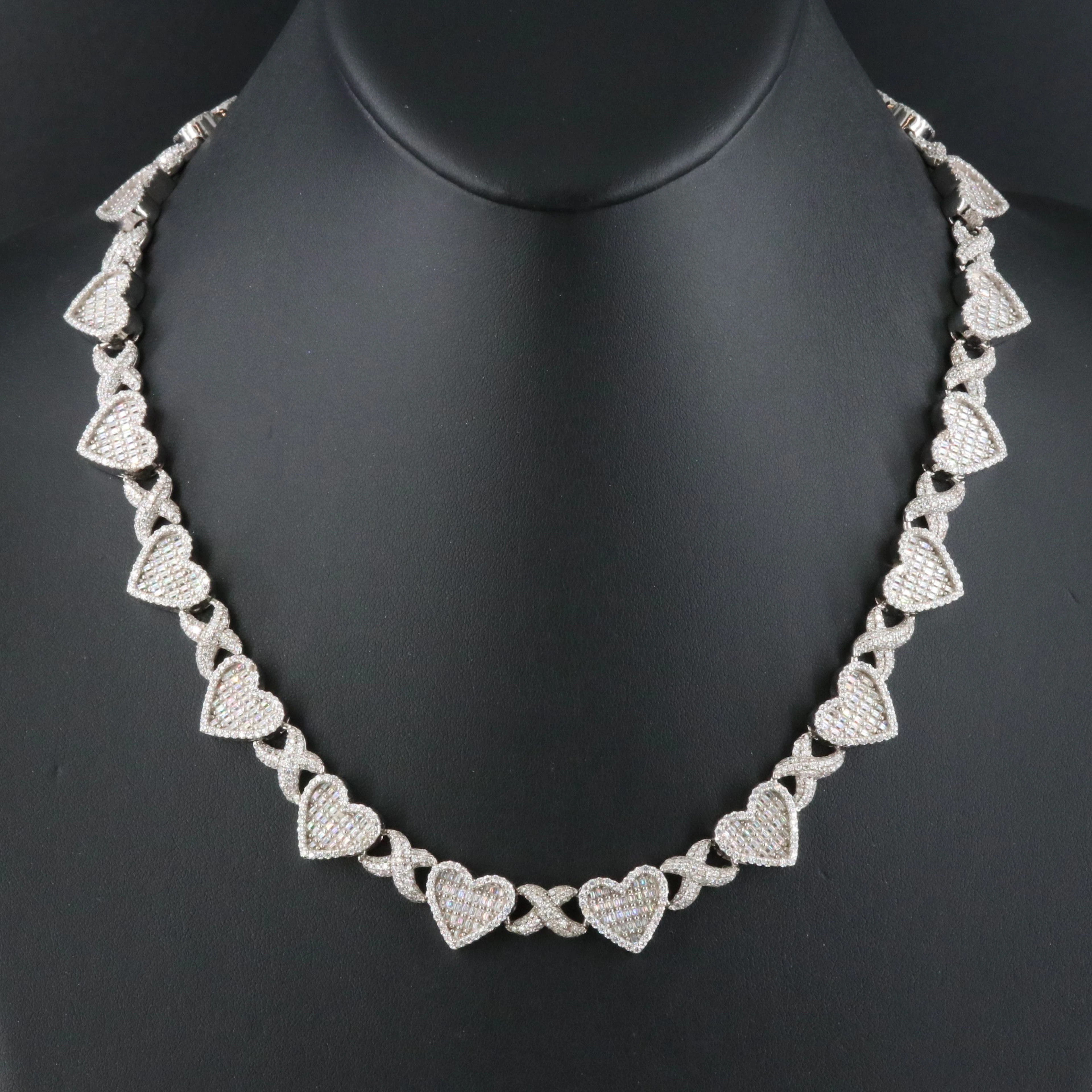 Sterling Heart Line Moissanite Necklace