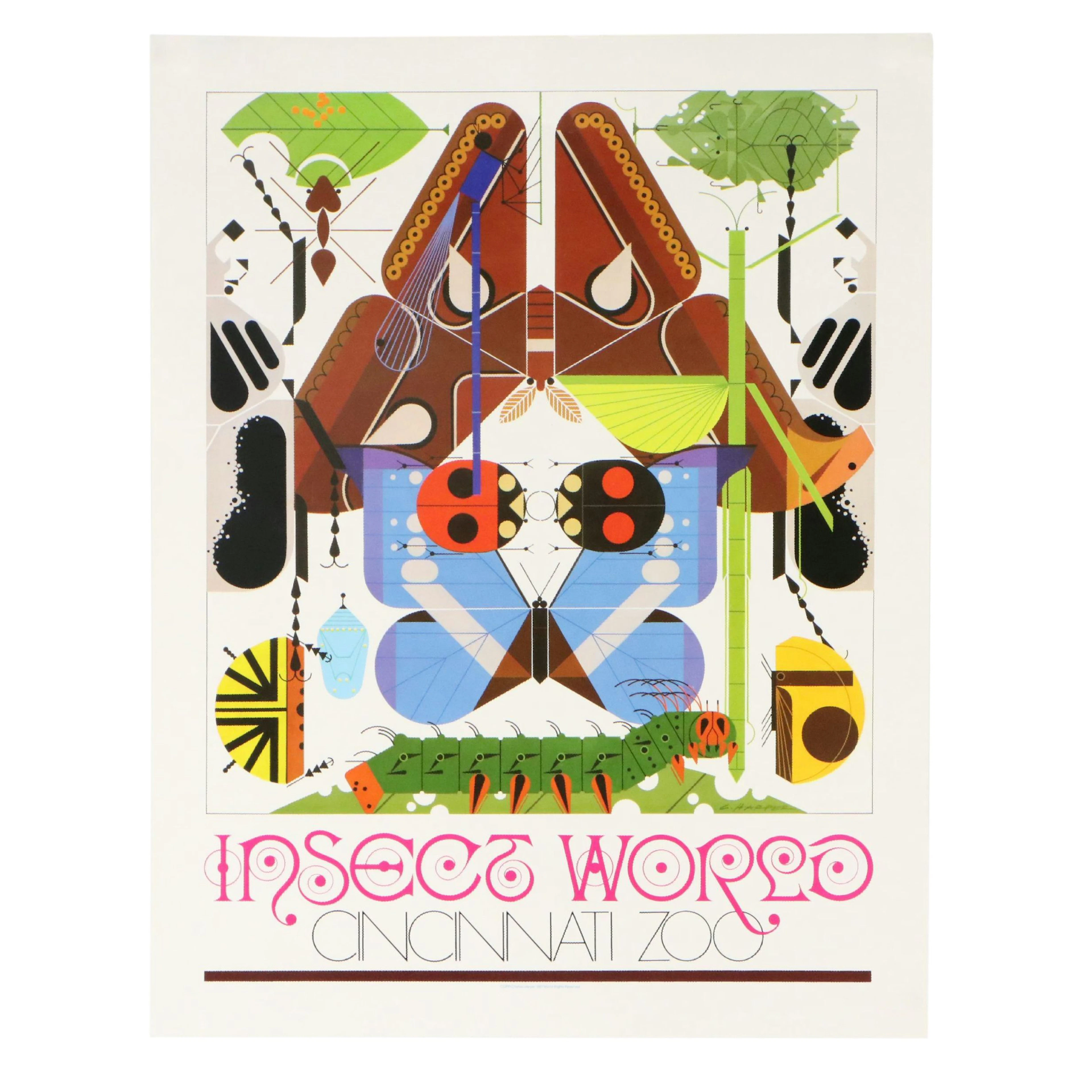 Charley Harper Cincinnati Zoo Poster "Insect World," 1987