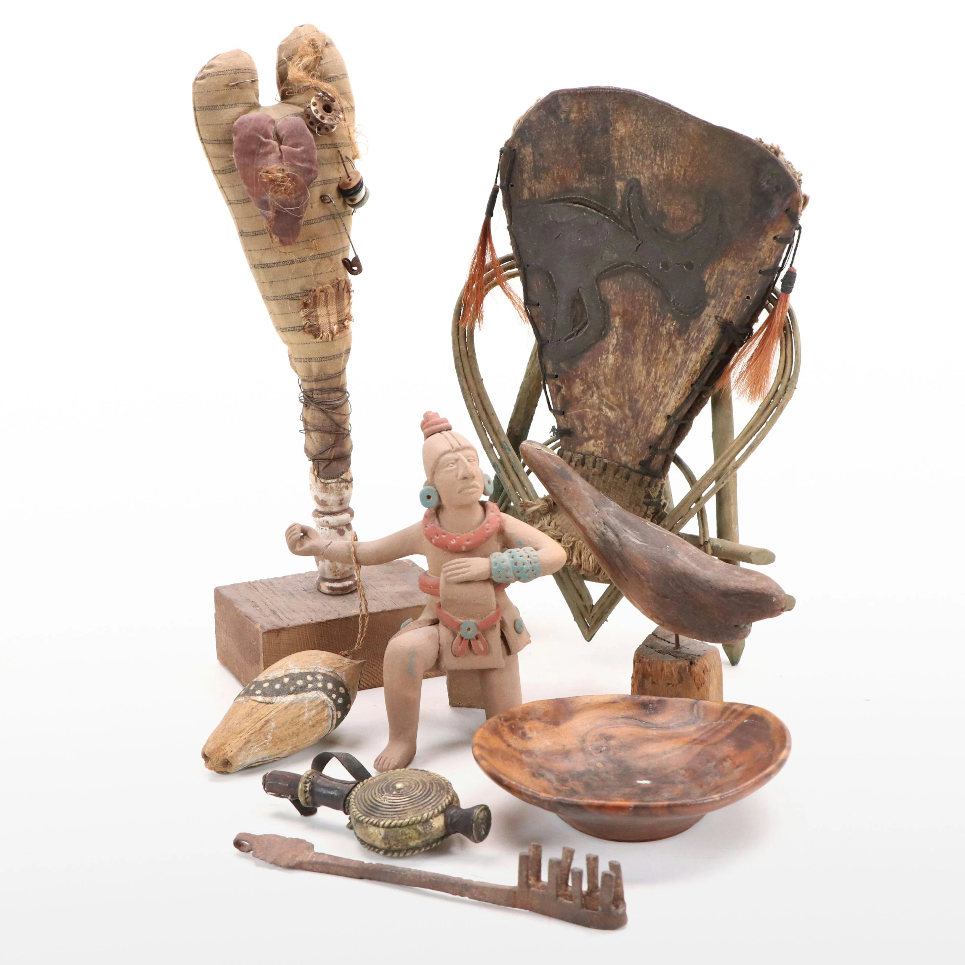 Assortment of Sculptures Including African and Mesoamerican Styles