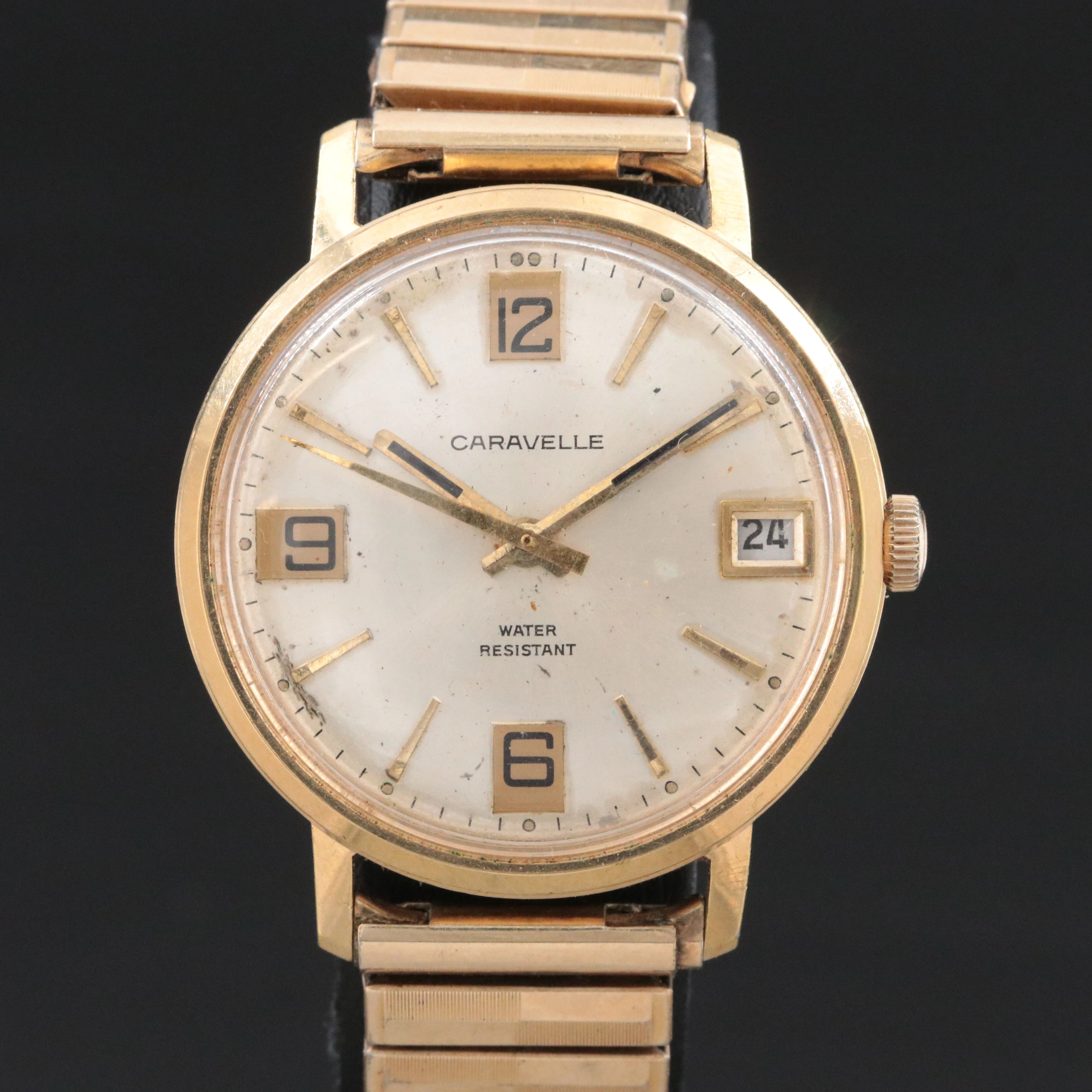 1974 Caravelle Water Resistant Stem Wind Date Watch