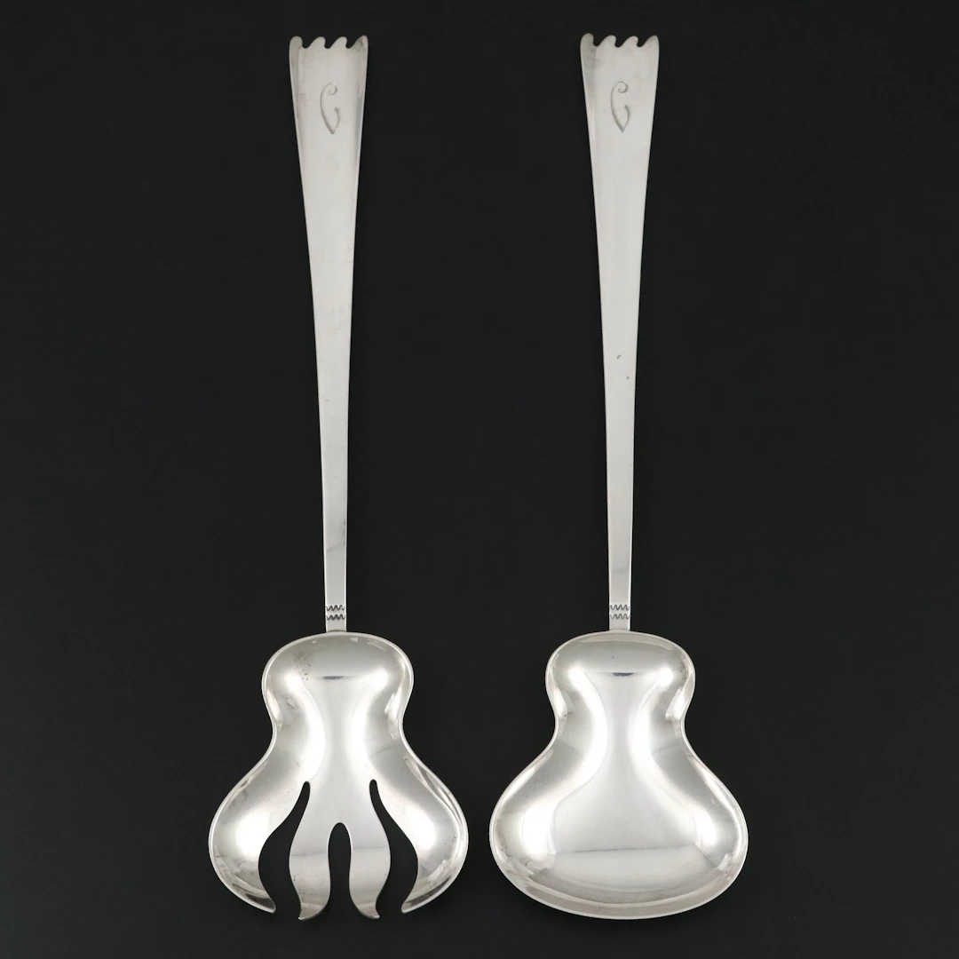 Allen Adler for Gump's Mid Century Modern Sterling Silver Serving Utensils