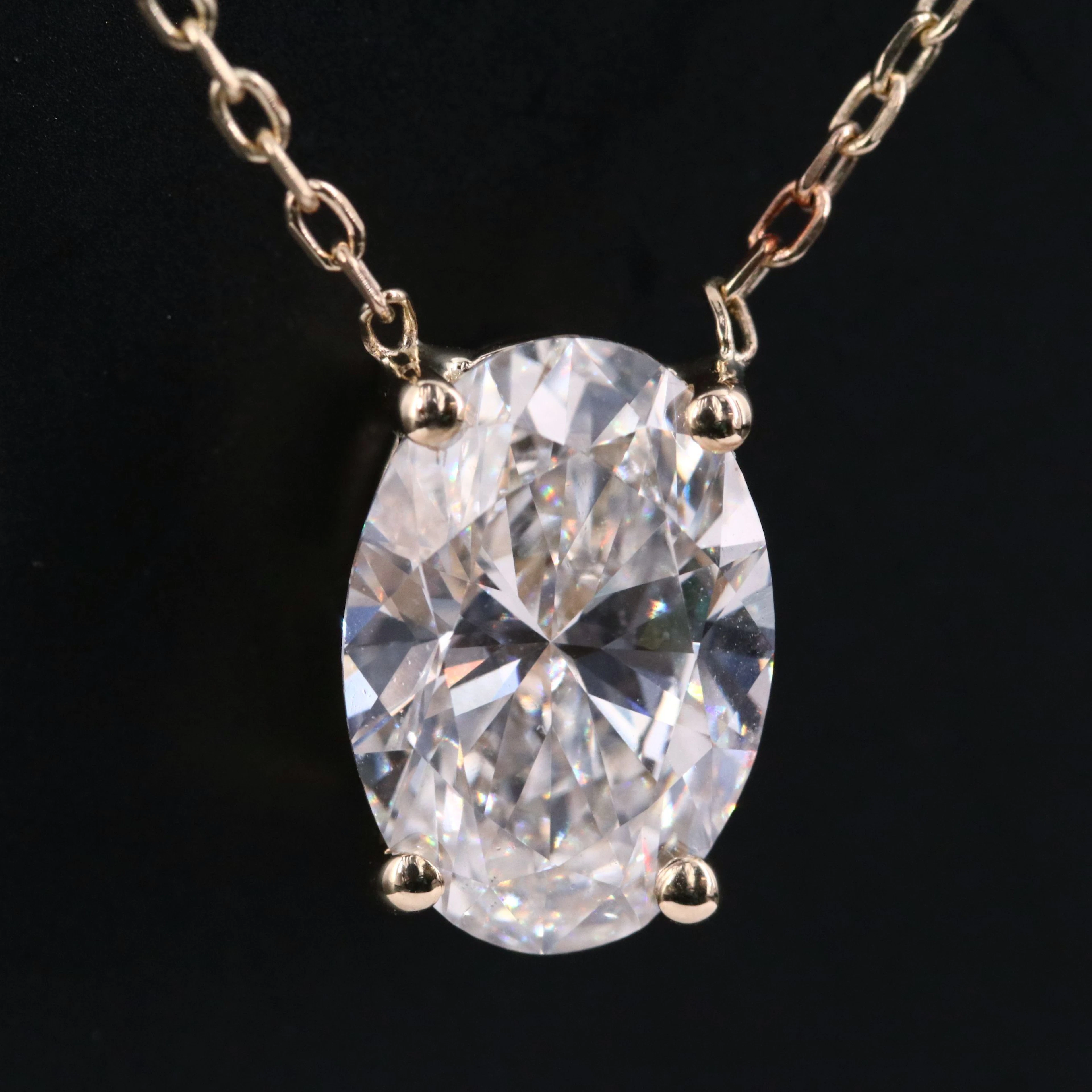 14K 3.03 CT Lab Grown Diamond Solitaire Necklace with IGI Report