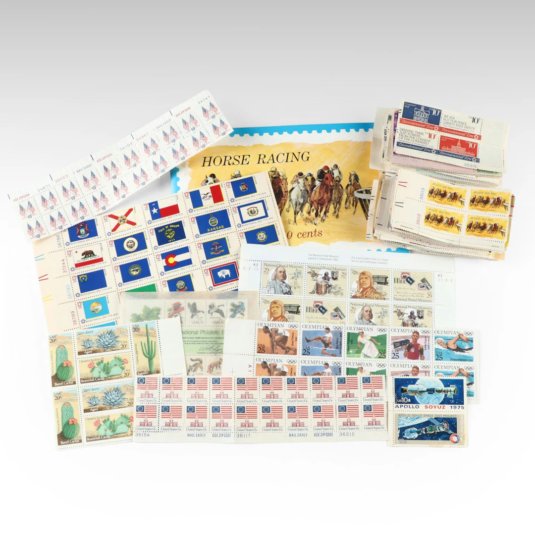 Three Hundred Unused Blocks of Four U.S. Stamps and More