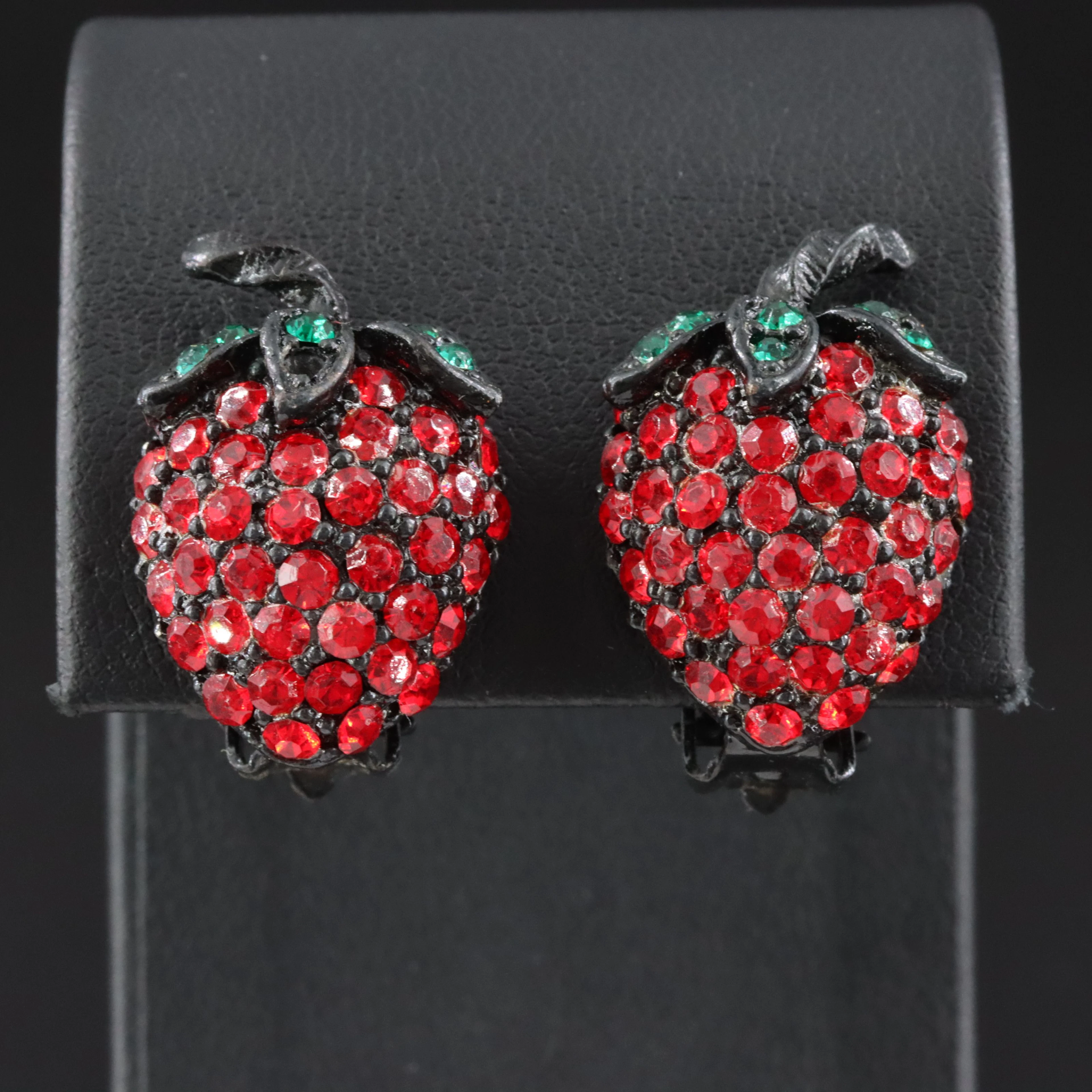 Weiss Rhinestone Strawberry Earrings