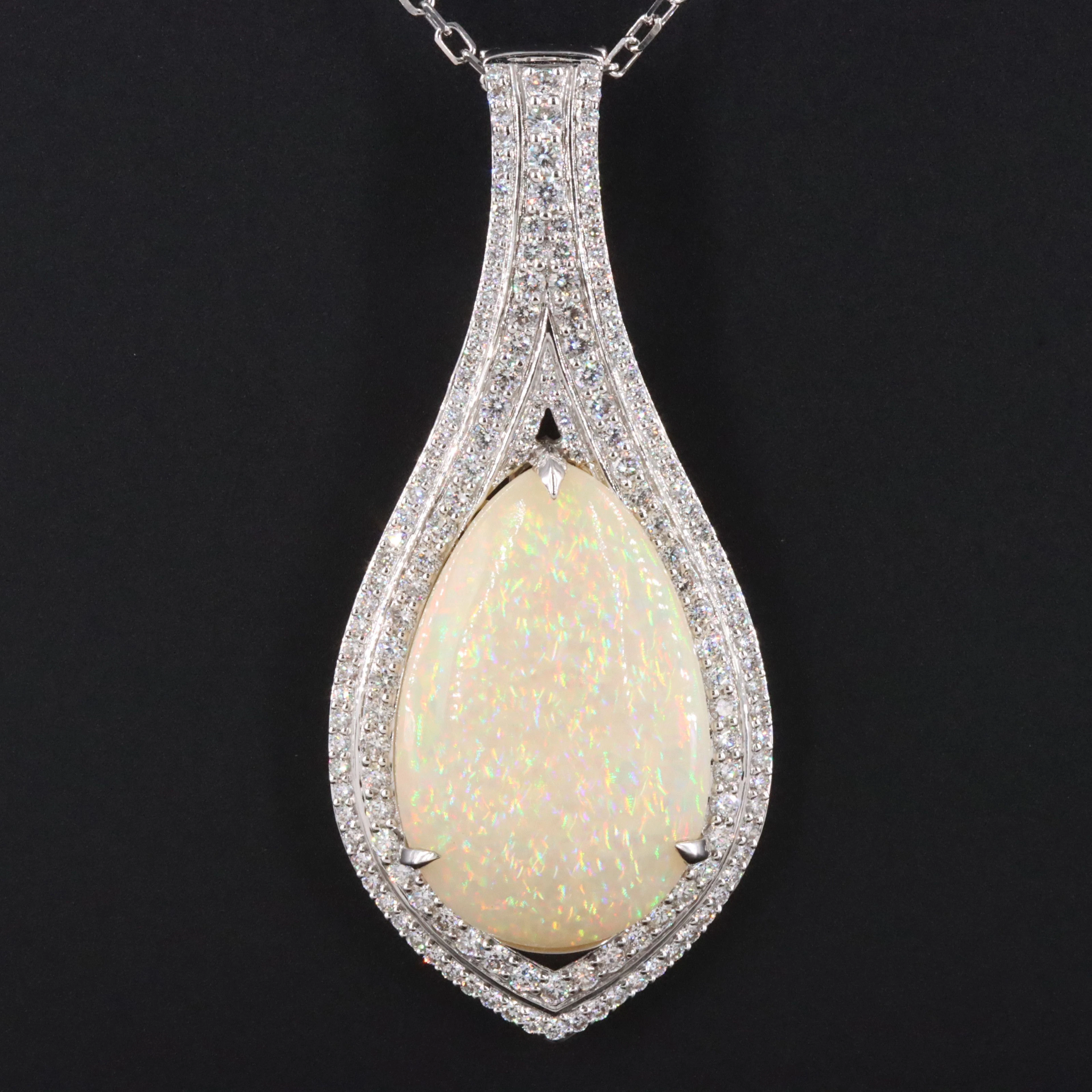 Chromia 18K 27.58 CT Opal and Diamond Enhancer Pendant Necklace