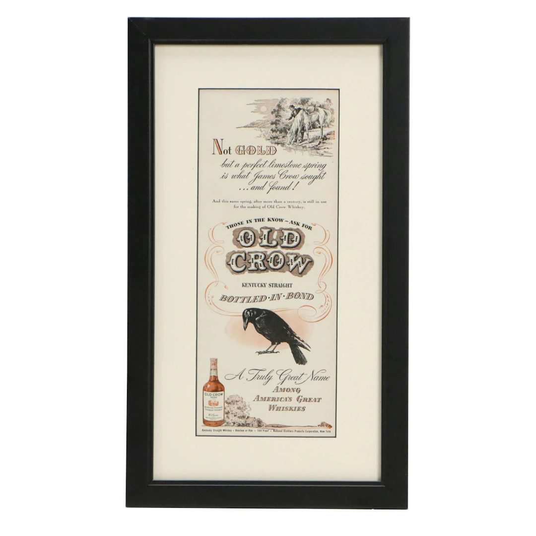 Halftone Print of Old Crow Bourbon Whiskey Advertisement, circa 1948