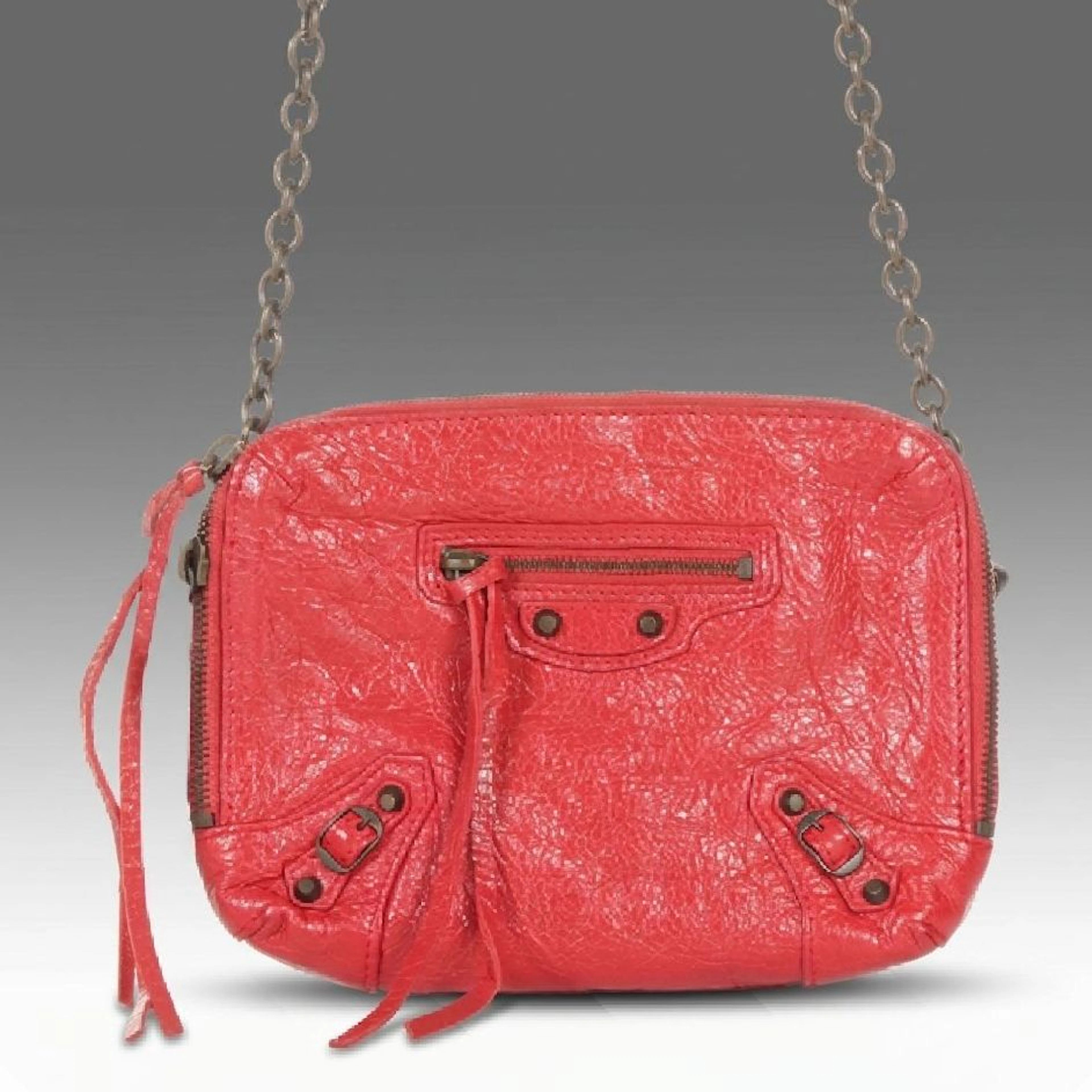Balenciaga Motocross Classic Reporter Crossbody Bag in Red Leather