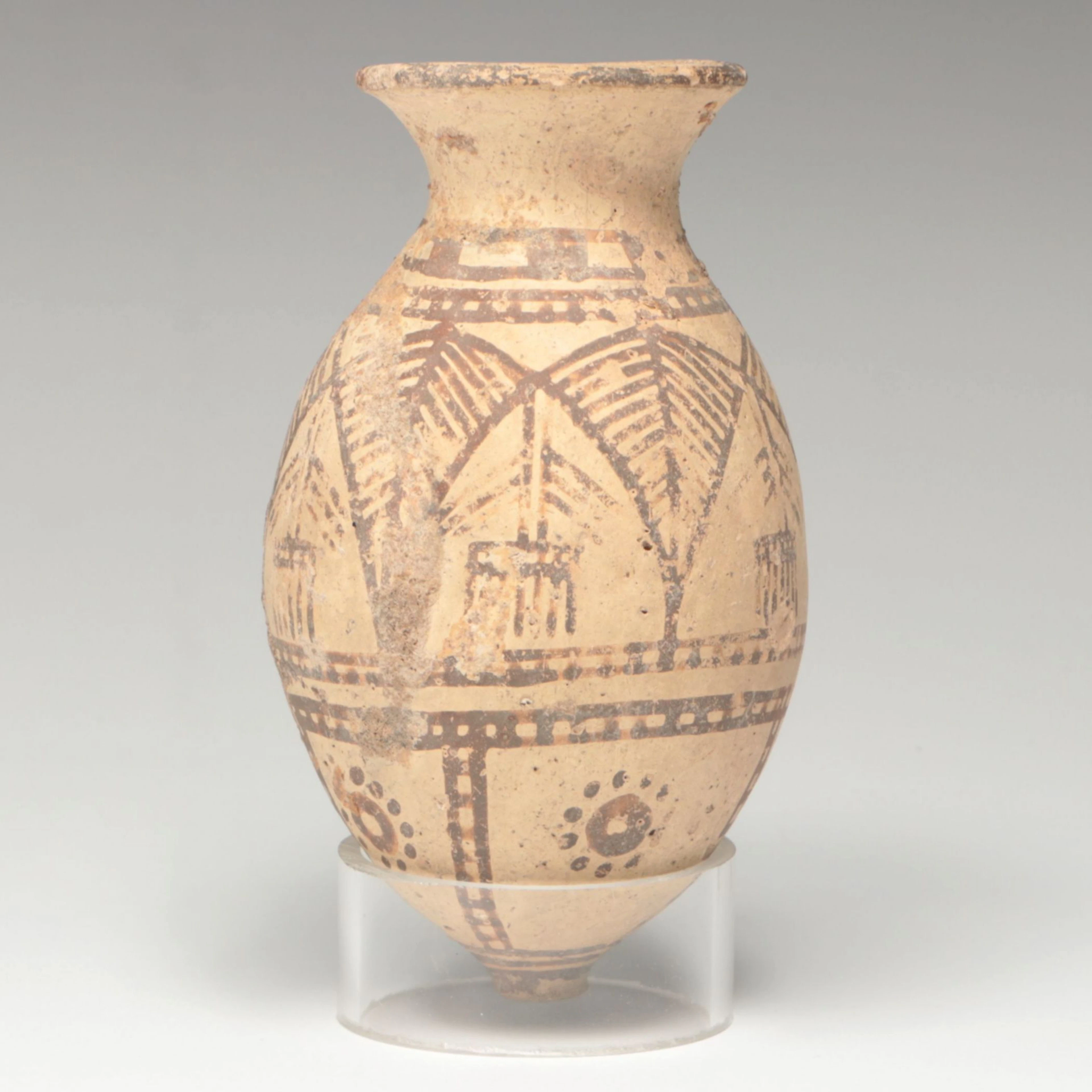 Luristan Ceramic Jar with Buff Slip and Brown Decoration, Circa 1000 BCE