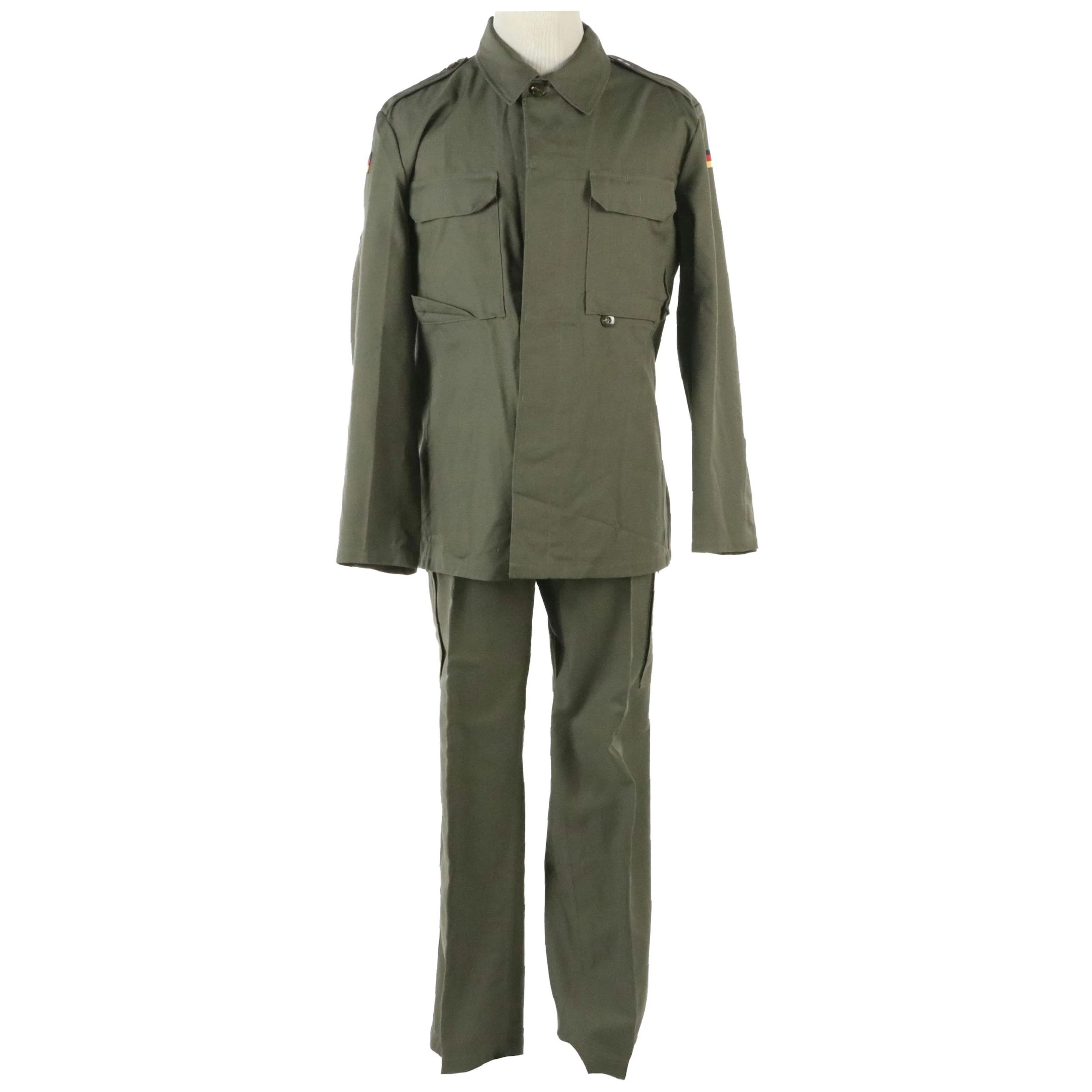 Bundeswehr Olive Battle Dress Uniform with Leather Belt, 1990s